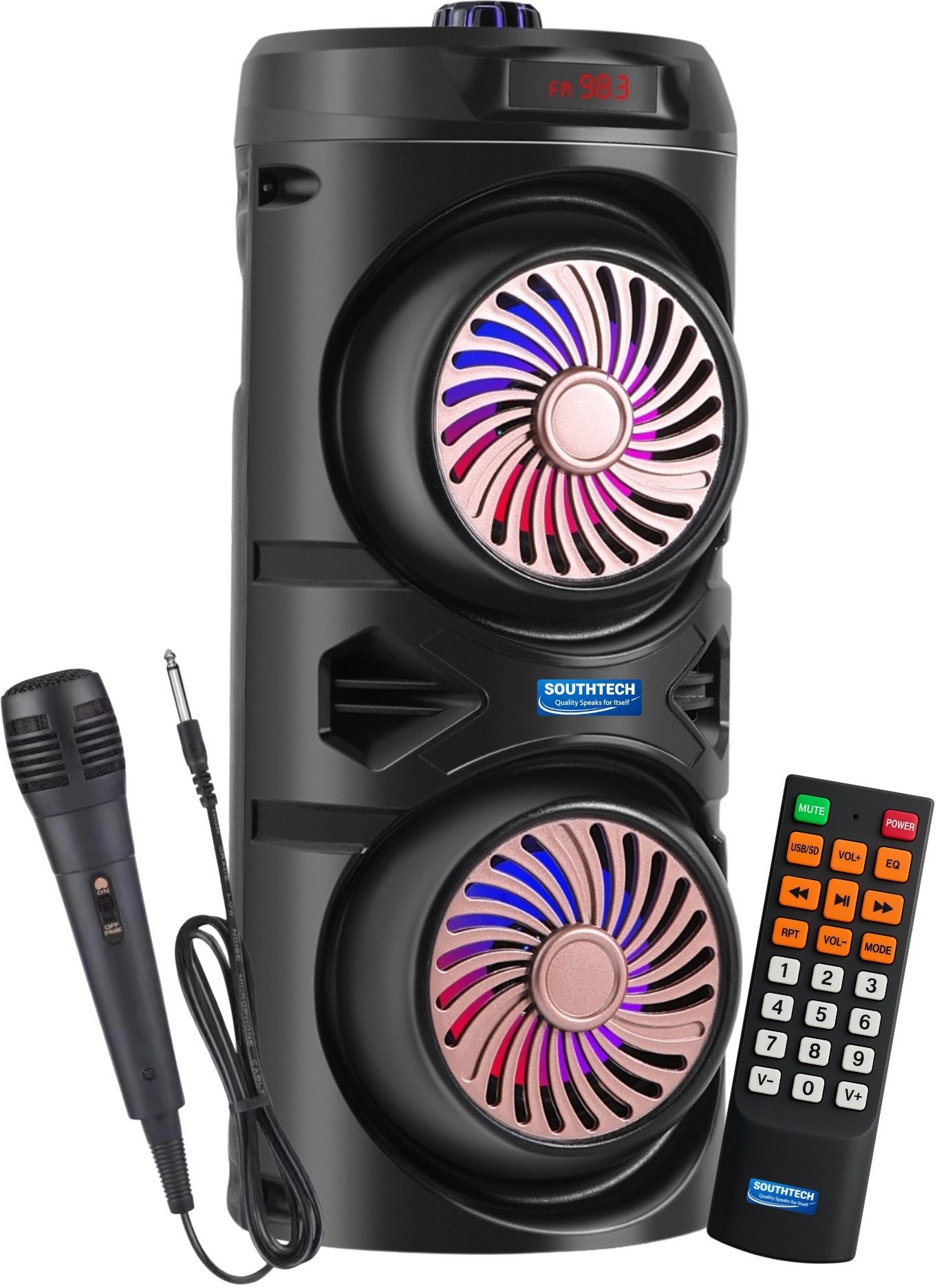 SOUTHTECH Bluetooth Party Speaker with Mic | RGB Lights | Powerful Bass | USB/SD/FM /TWS| 40 W Bluetooth Tower Speaker-image-21