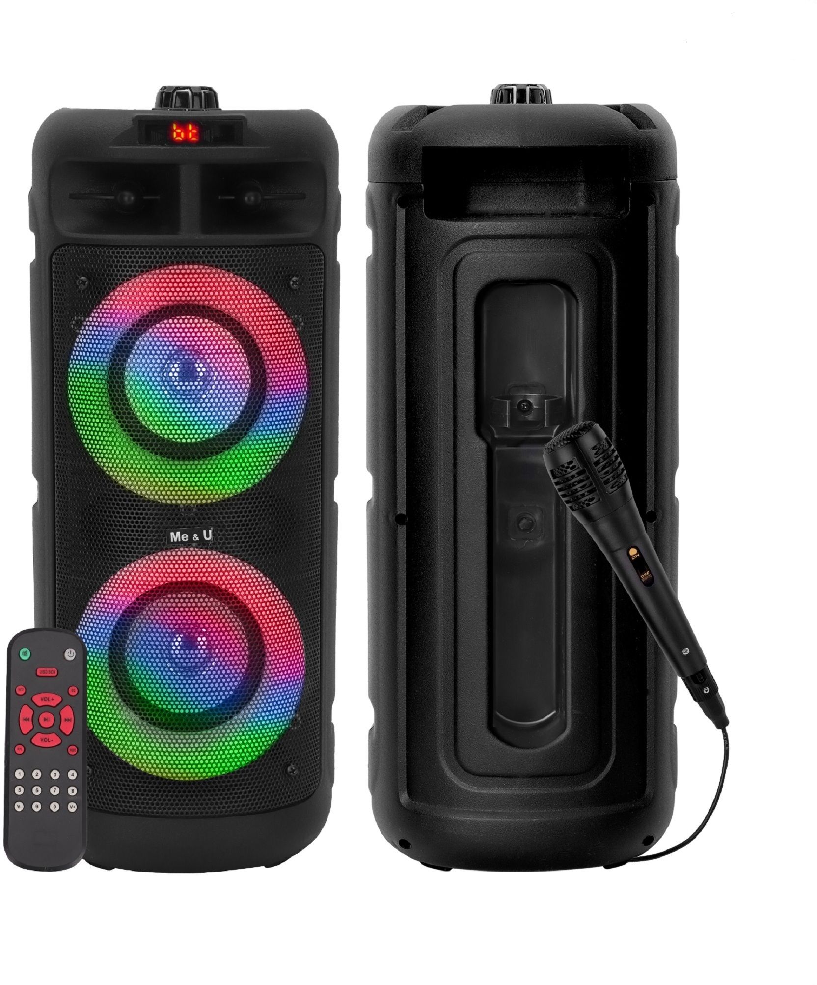 ME&U Musical Powerhouse PRO 40watt RGB light Bluetooth FM Aux USB karaoke Wired mic 50 W Bluetooth Tower Speaker-image-46