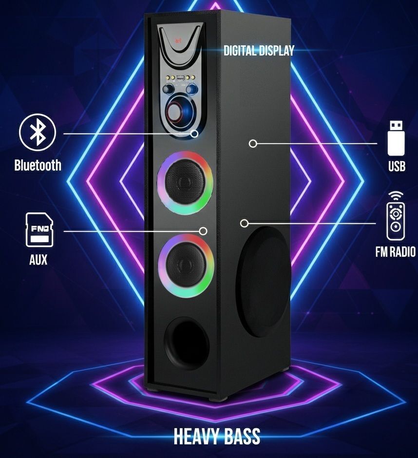 RZG Super Sonic Hard Bass Crystal Clear Sound 120 W Bluetooth Tower Speaker-image-4