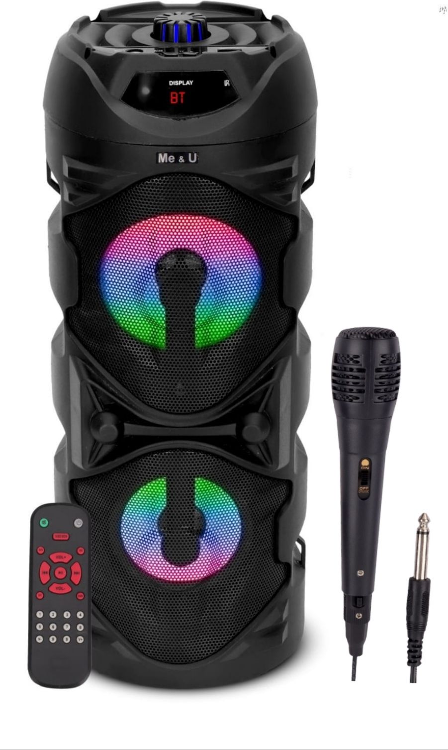 ME&U Music Feast pro 8 hours play time BT TWS Mic RGB light FM USB AUX 40 W Bluetooth Tower Speaker