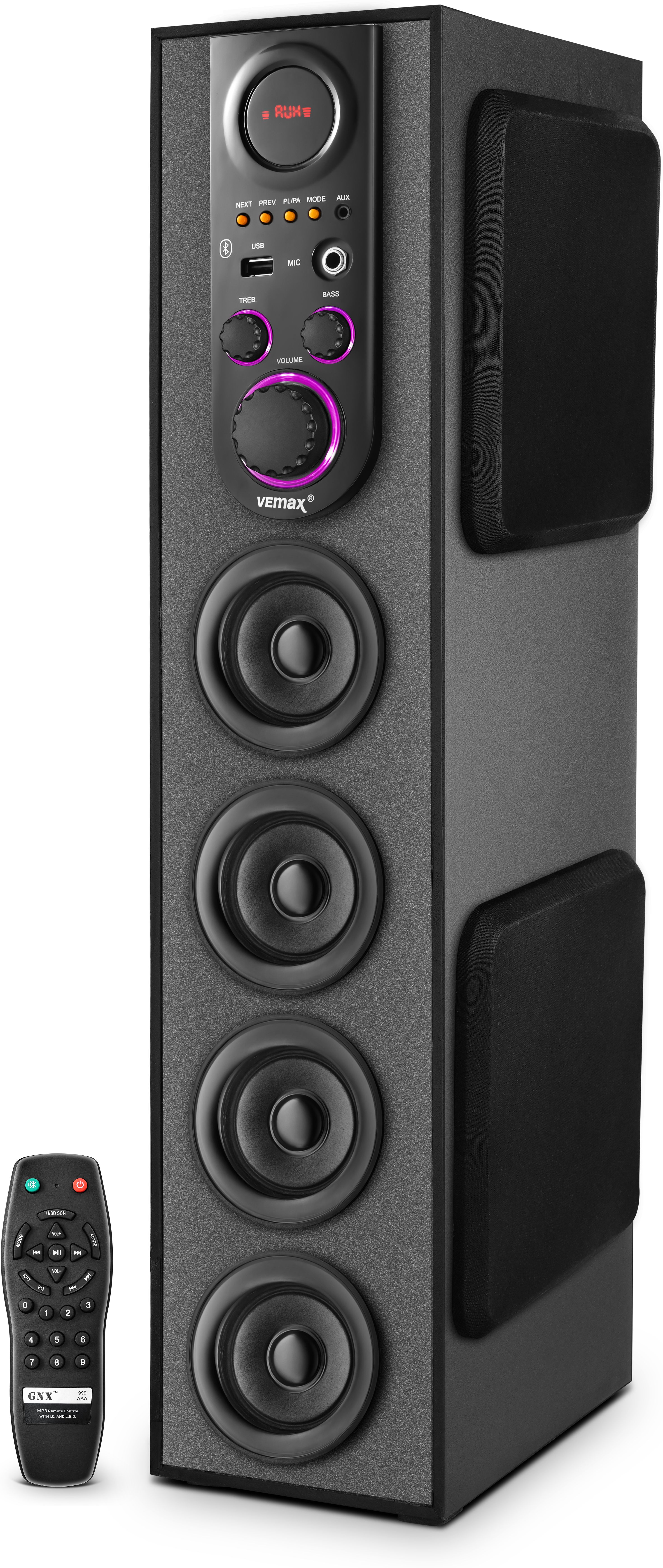 Vemax Mauve 6.1 Bluetooth Double Woofer 120W Tower Speaker (BIS Certified) MIC USB FM 120 W Bluetooth Tower Speaker-picture-10