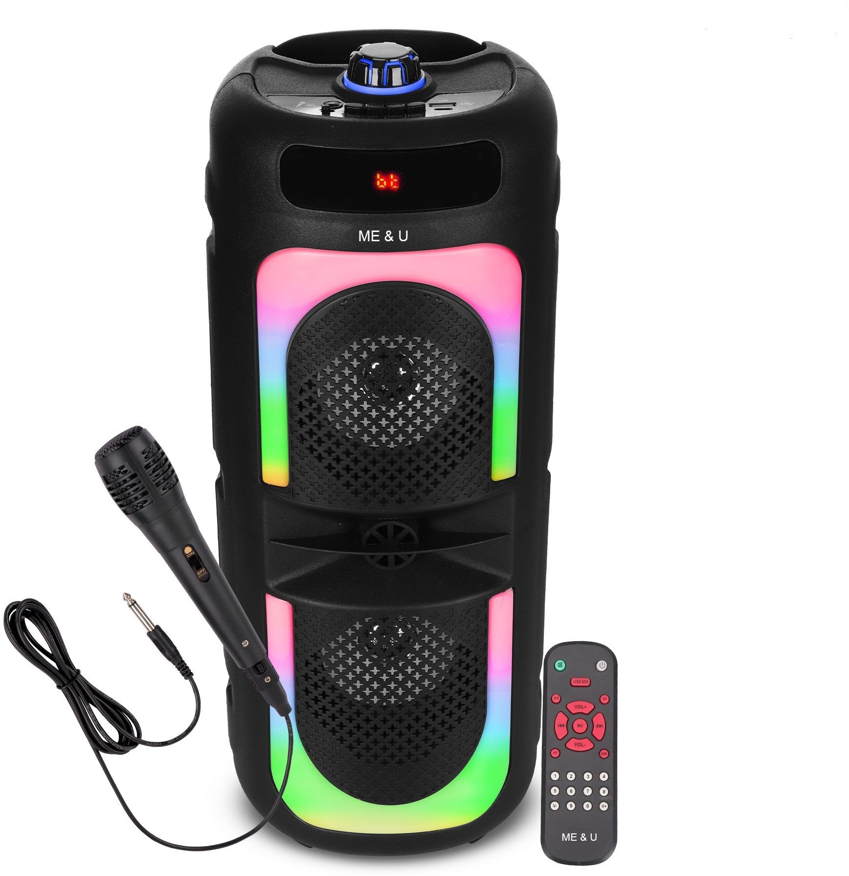ME&U BOOM BOX PRO 50Watt WITH FM USB AUX BLUETOOTH KARAOKE WIRED MIC RGB LIGHT 40 W Bluetooth Tower Speaker