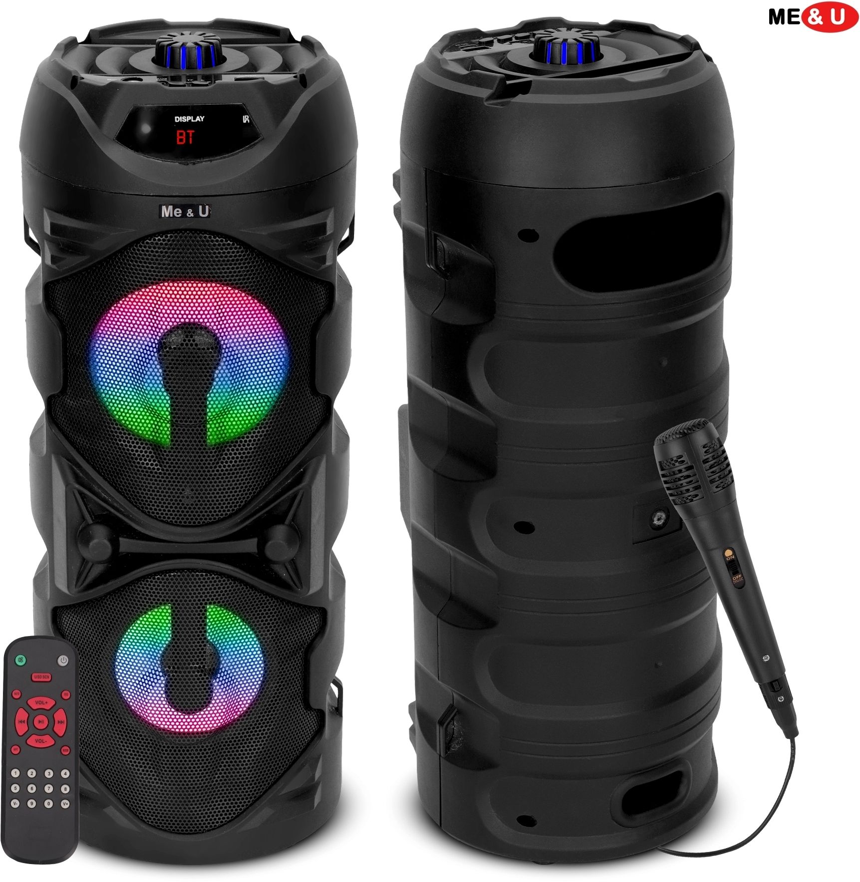 ME&U Partymate 2 TWS WITH FM USB AUX BLUETOOTH KARAOKE WIRED MIC RGB LIGHT 40 W Bluetooth Tower Speaker-image-8