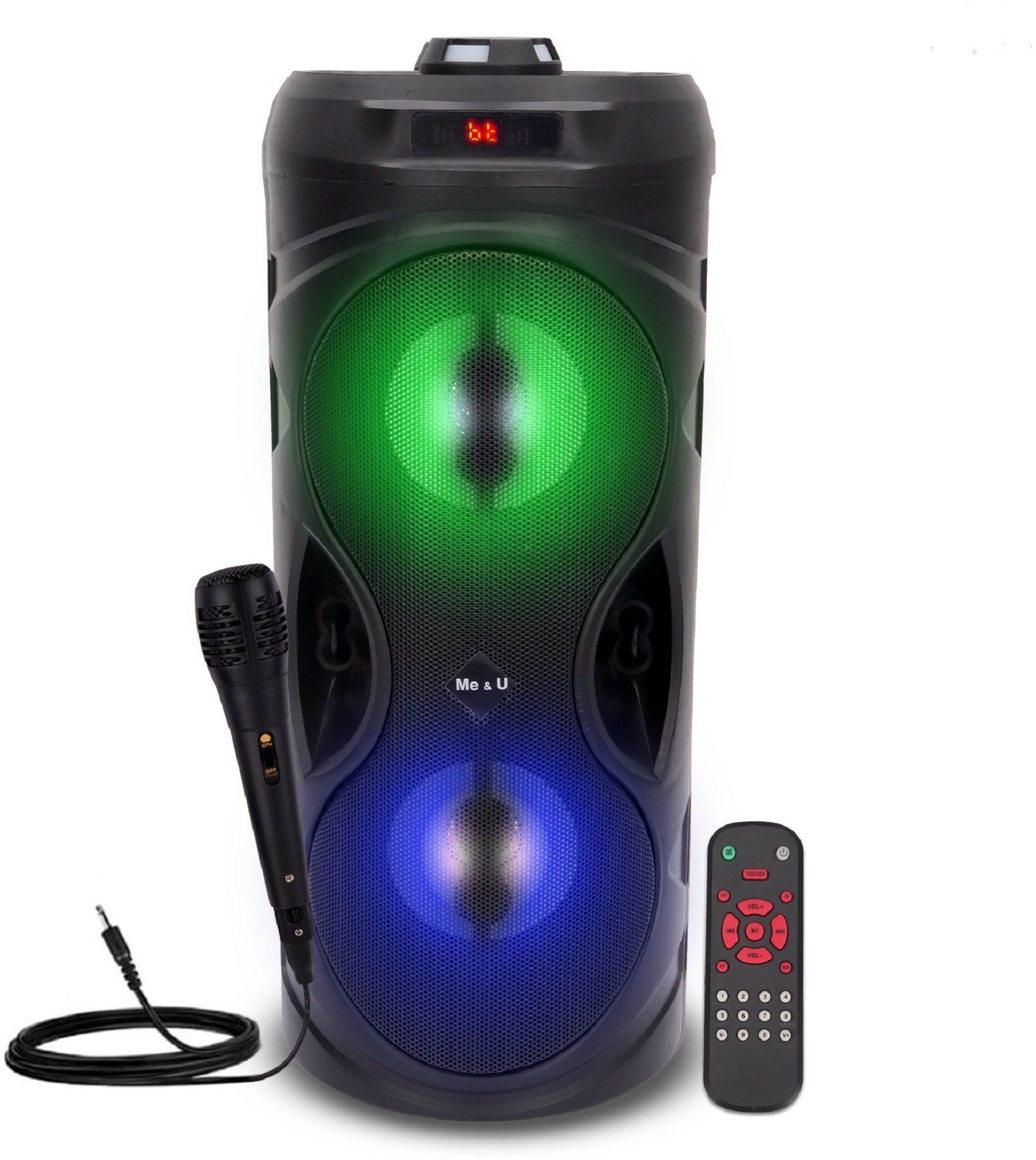 ME&U Partybox 40watt with Bluetooth FM AUX RGB Light karaoke mic Party speaker 30 W Bluetooth Tower Speaker-image-38
