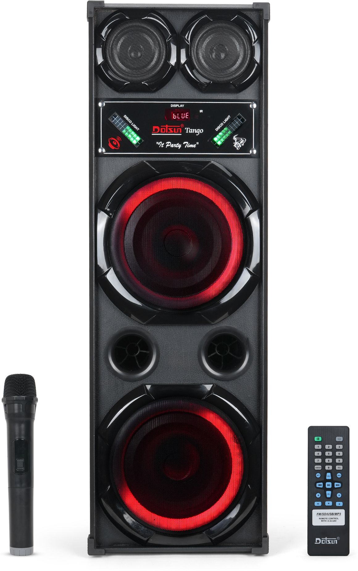 Dotsun Dotsun Tango 10" double woofer with RGB lights ,wireless mic and Voice Equalizer 360 W Bluetooth Tower Speaker-image-4