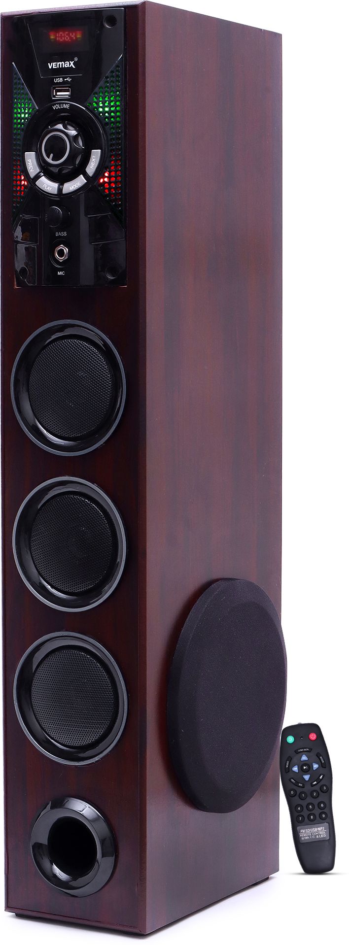 Vemax Woody 75W Bluetooth 3.0 Tower Speaker with Karaoke MIC, USB, FM (BIS Certified) 75 W Bluetooth Tower Speaker