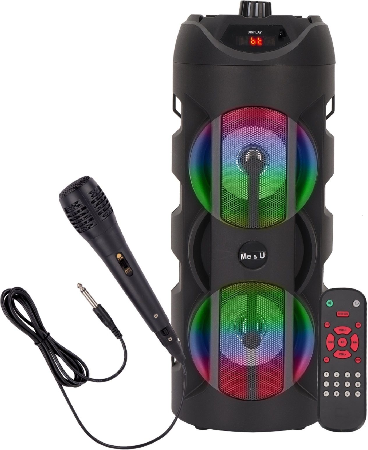 ME&U Beatz Party speaker 40watt with RGB FM AUX SD CARD karaoke mic 1000 W Bluetooth Tower Speaker-image-1