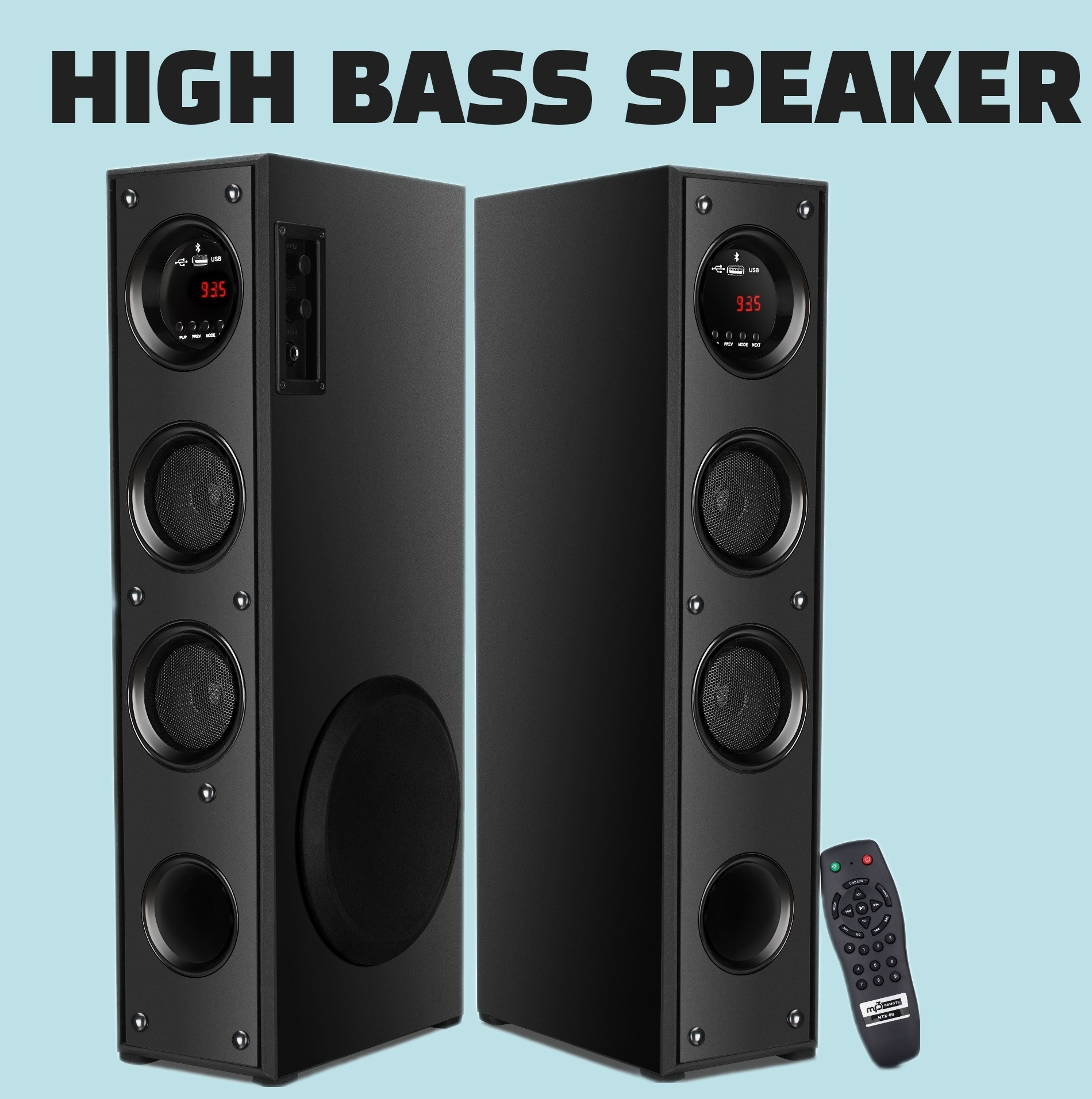 Quaranel JE-2D Tower Multimedia Speaker System Remote Control 100 W Bluetooth Tower Speaker image 1