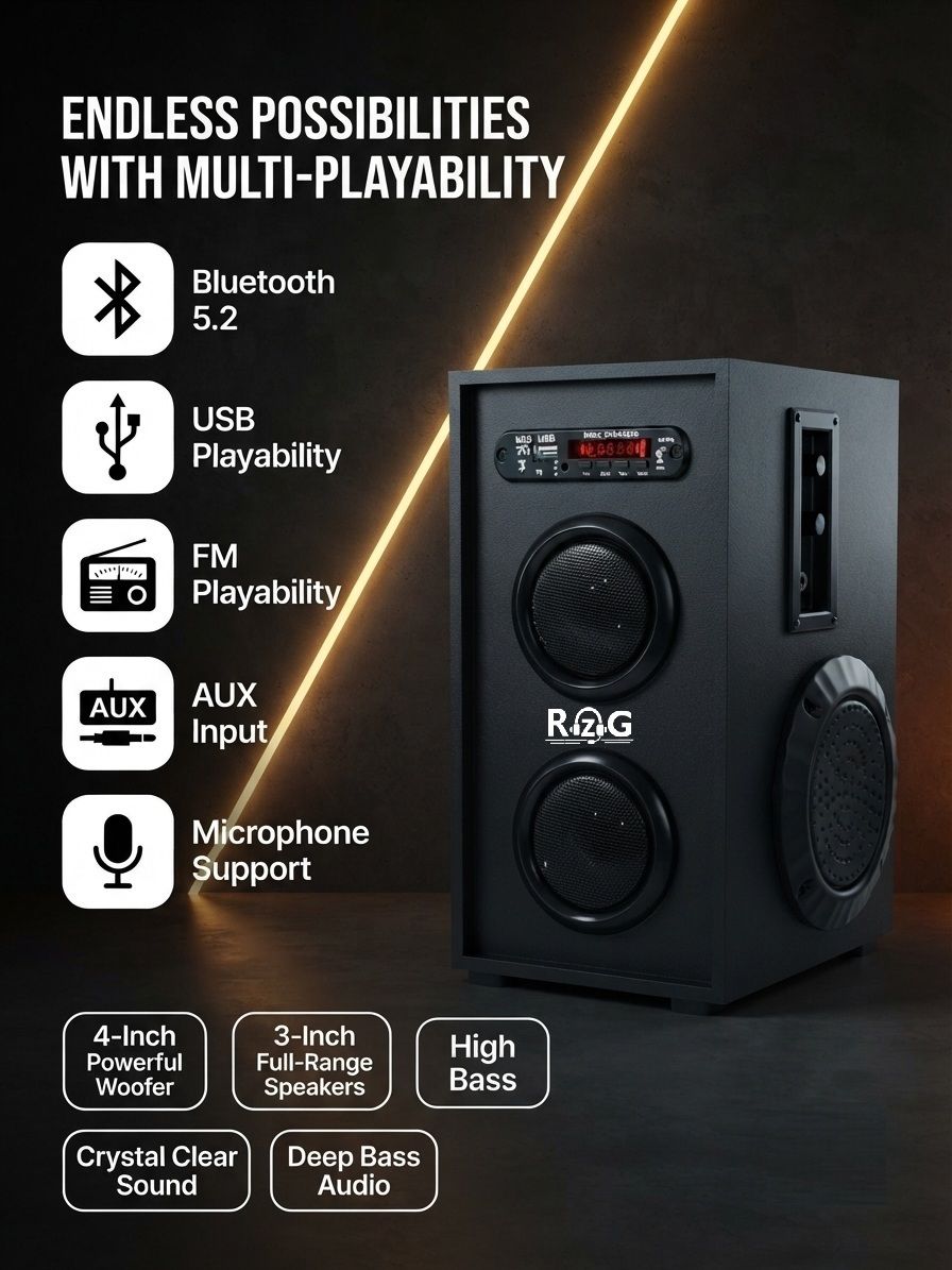 RZG Chota Don Music system Dj Tower Speaker with Mic Support 120 W Bluetooth Tower Speaker-picture-34