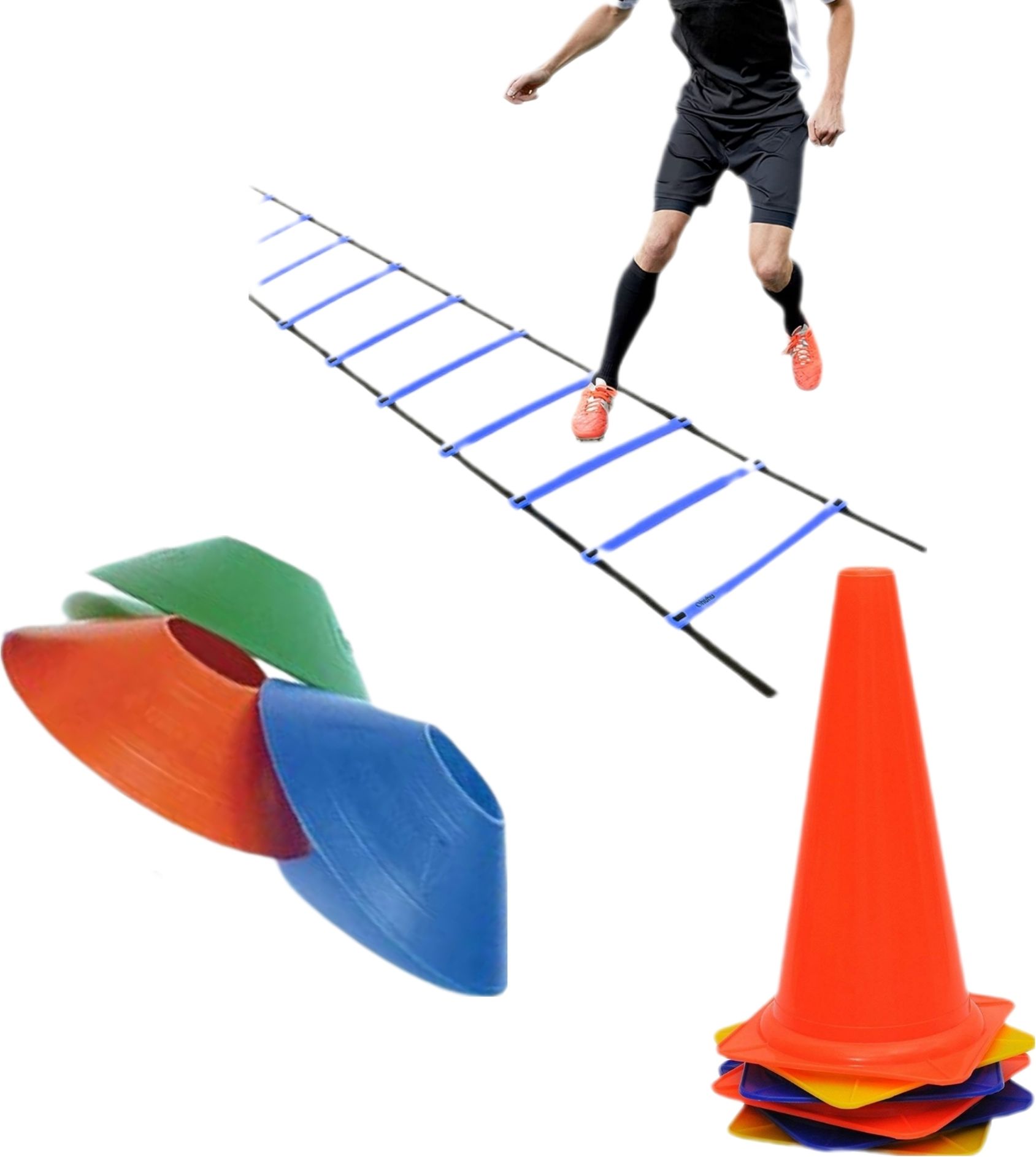 cabrio Football Training Kit Agility Ladder 4m, 9 Rungs, 12 Marker & 20 Saucer Cones Speed Ladder-picture-21