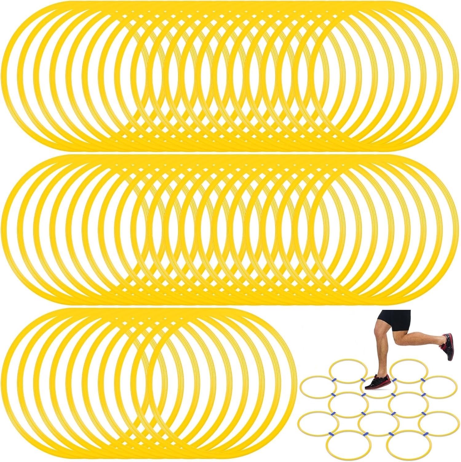 ymd Agility and Speed Training Fitness Gymnastic Ring Set of 50Pcs Yellow Speed Ladder-picture-45