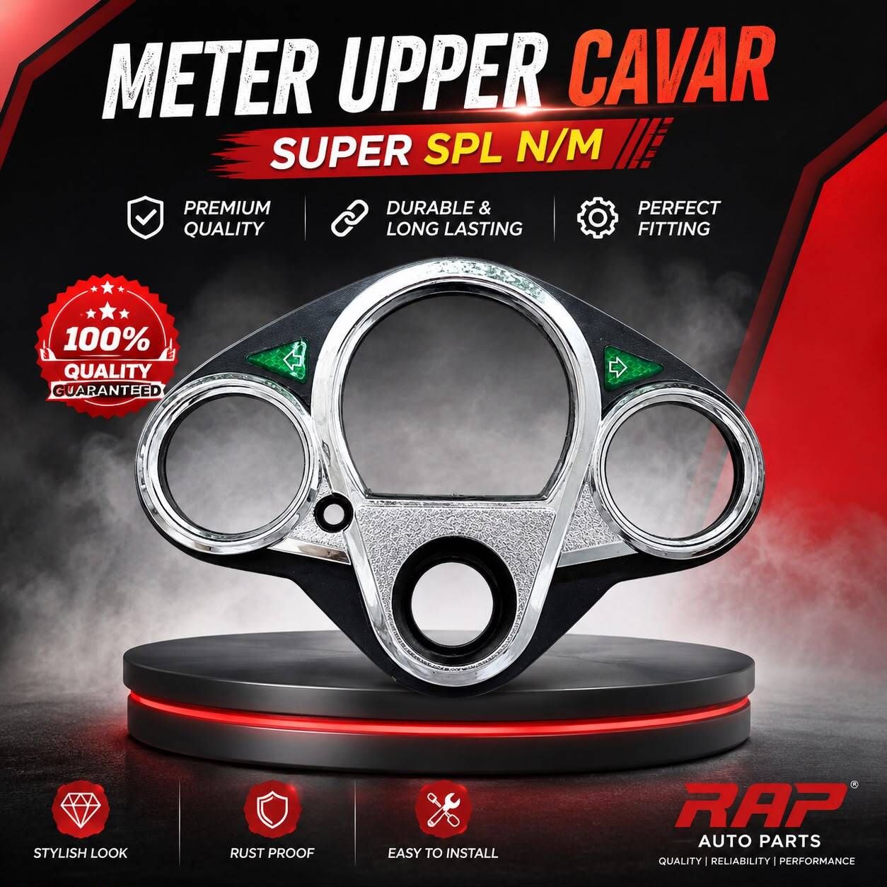 Meter Upper Cover for Hero Super Splendor New Model – Chrome Analog Speedometer-image-26