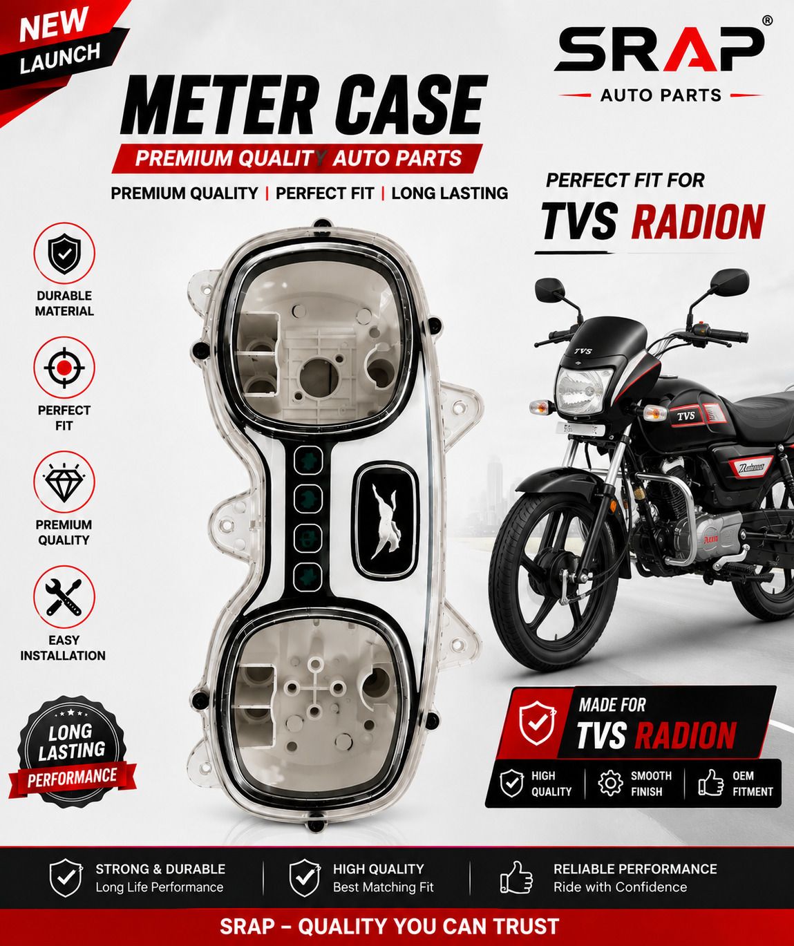 Meter Case / Meter Cover for TVS Radeon – Premium Analog Speedometer-image-27