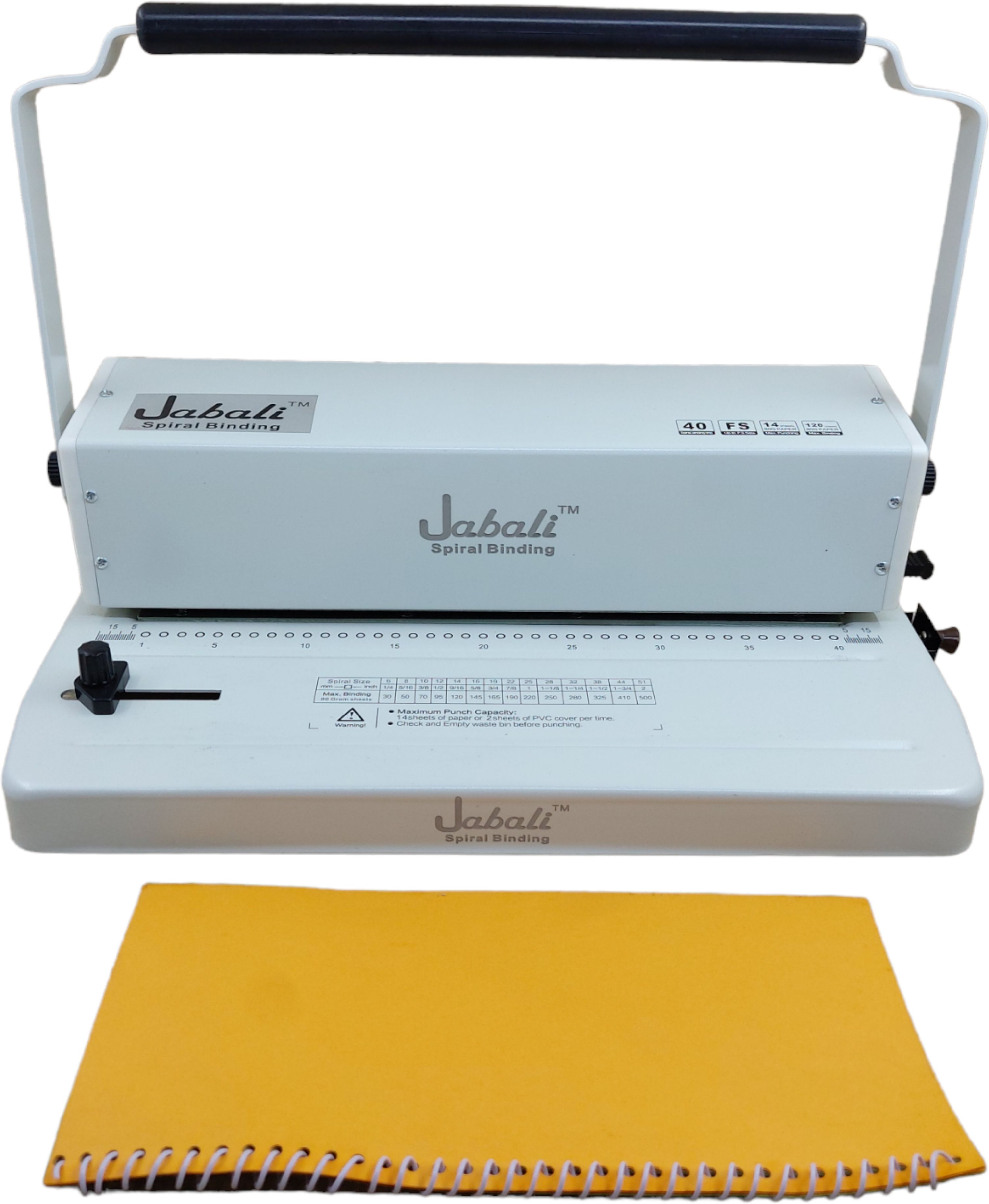 JABALI Spiral Machine with Margin adjuster A4 / FS 14-16 Sheets of 70 GSM & 40 Hole Manual Ring Binder-image-4