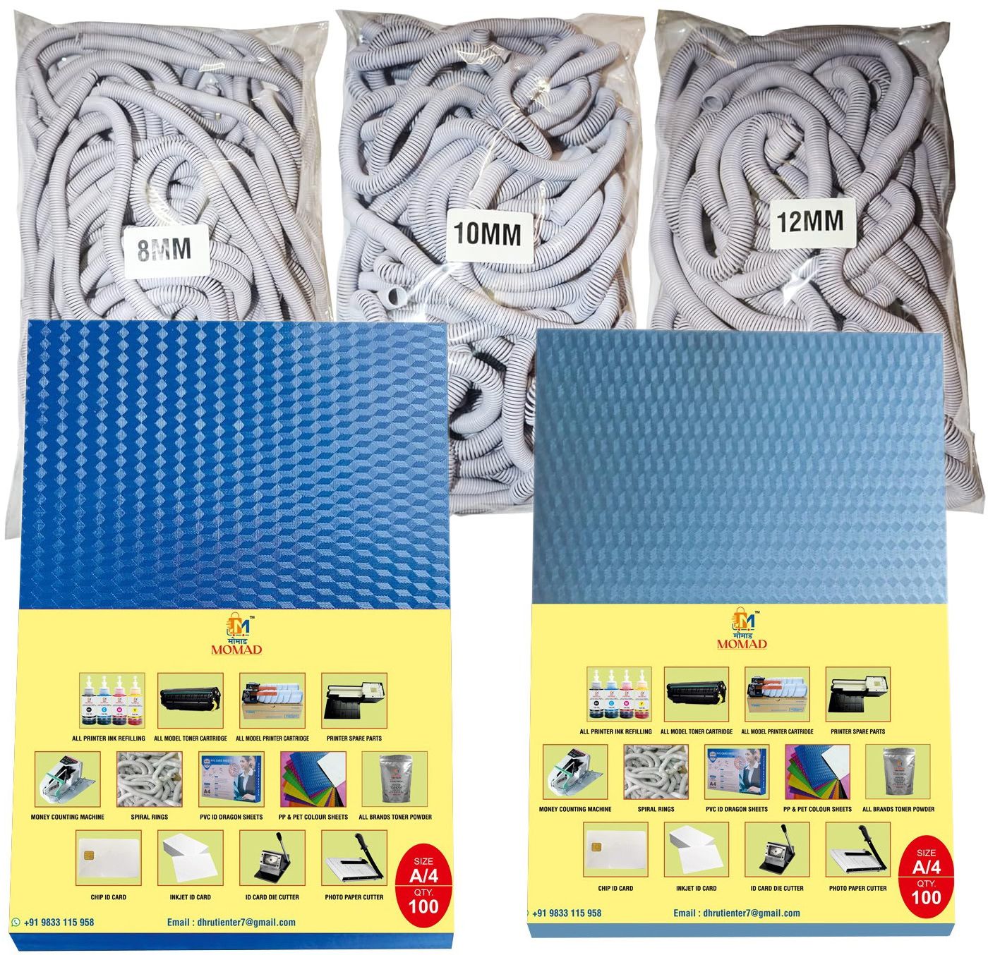 Momad Combo Pack for A/4 Spiral Binding Sheet (2 packet)& (8,10,12) Ring 3 Packet Manual Ring Binder-image-43