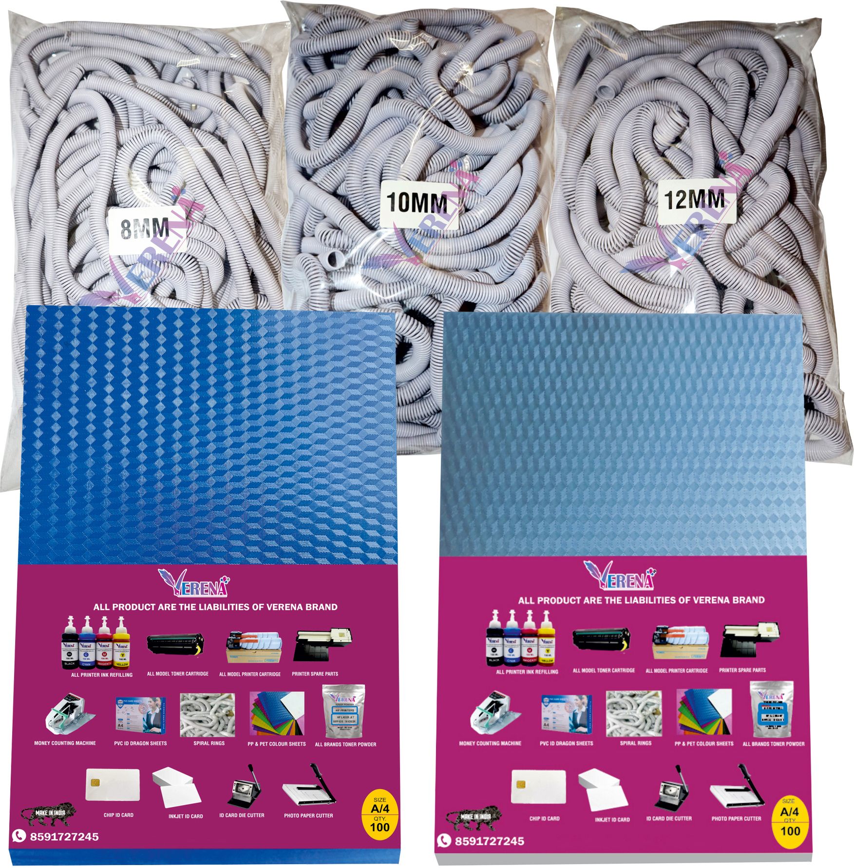 verena Combo Pack for A/4 Spiral Binding Sheet (2 packet)& Ring 3 Packet(8,10,12) Manual Ring Binder-image-29