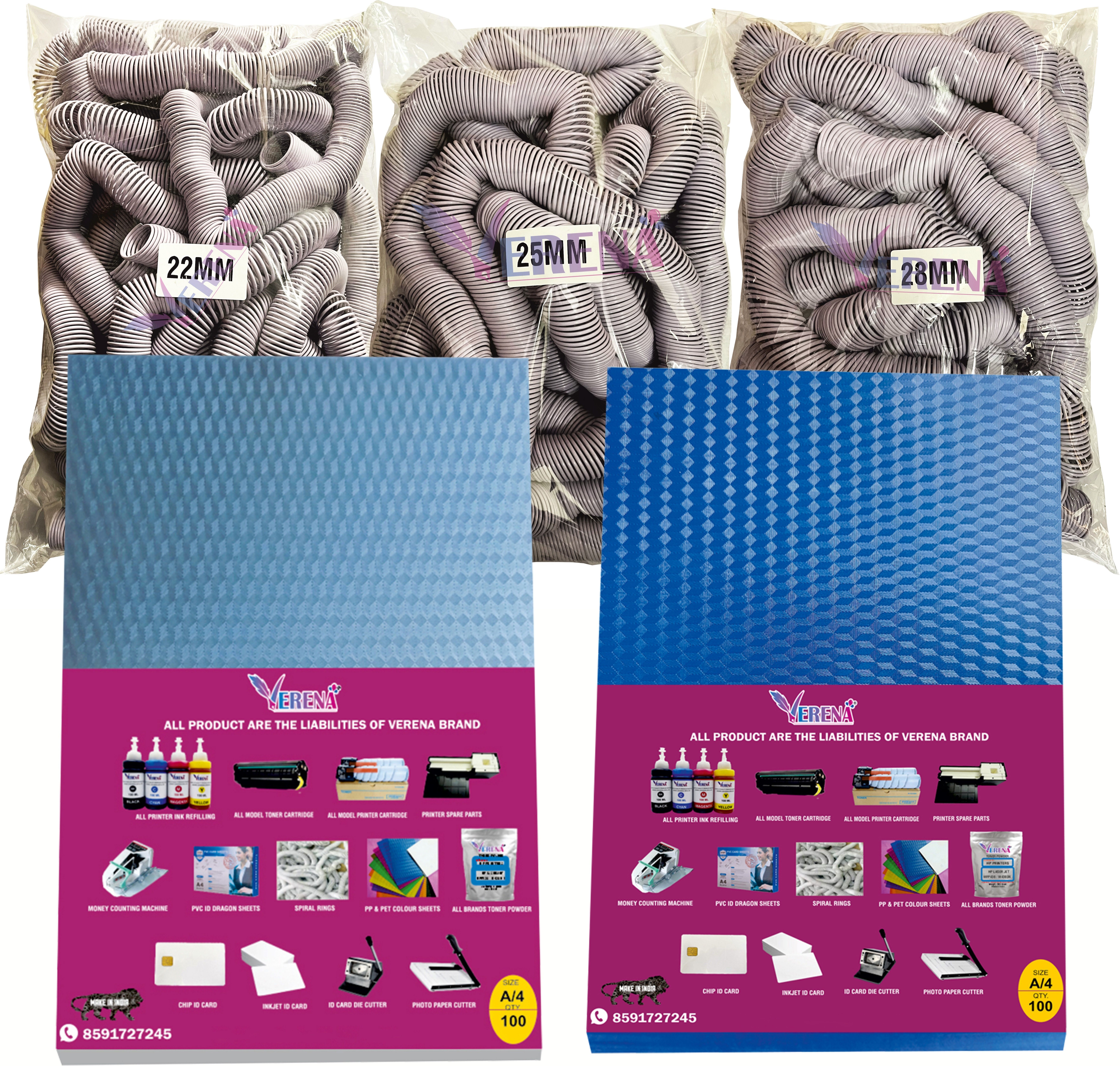 verena Combo Pack for A/4 Spiral Binding Sheet (2 packet)& Ring 3 Packet(22,25,28) Manual Ring Binder-image-39