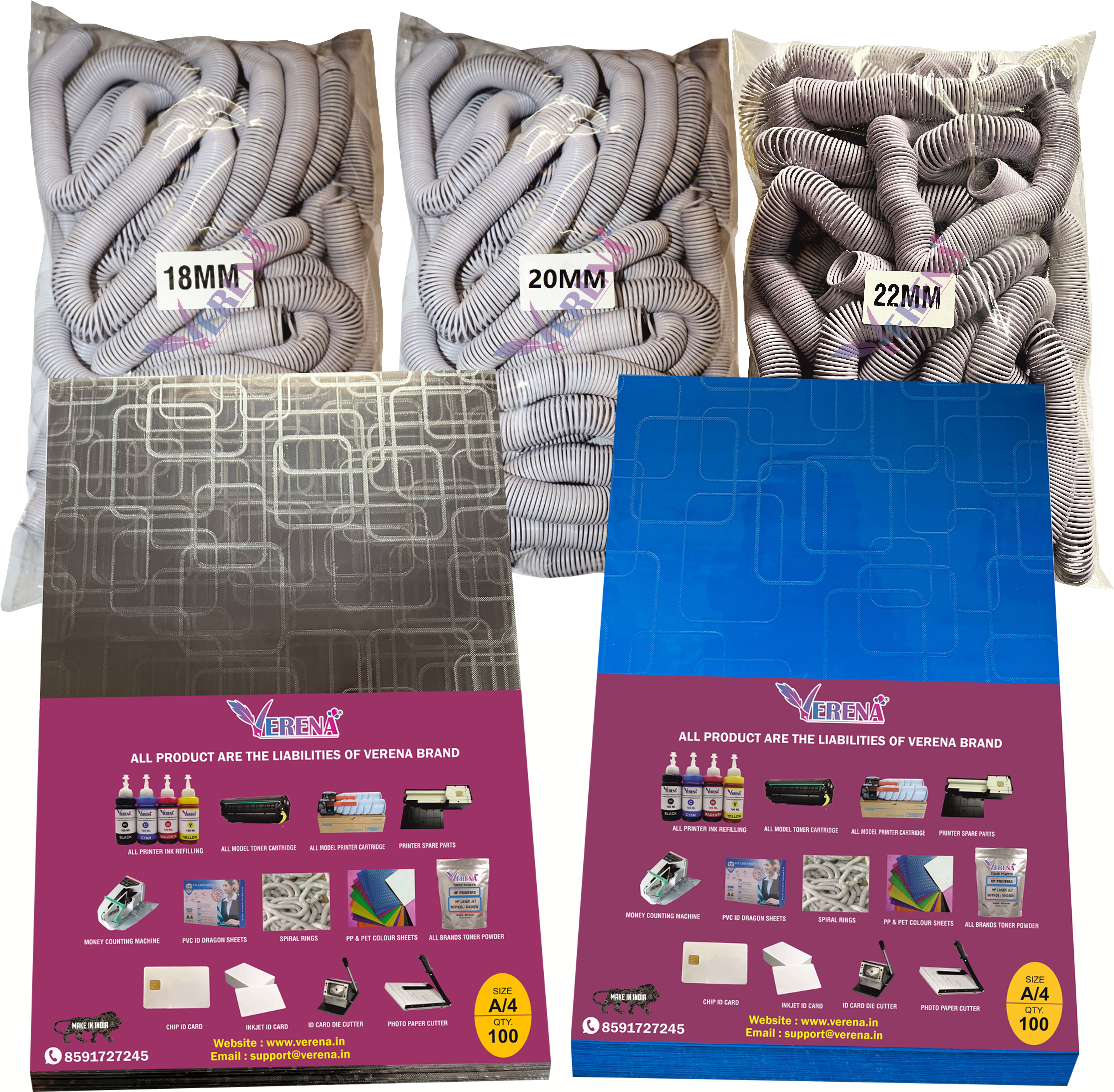 verena Combo Pack for A/4 Spiral Sheet With Design (2 packet)& Ring 3 Packet (18,20,22) Manual Ring Binder-image-23