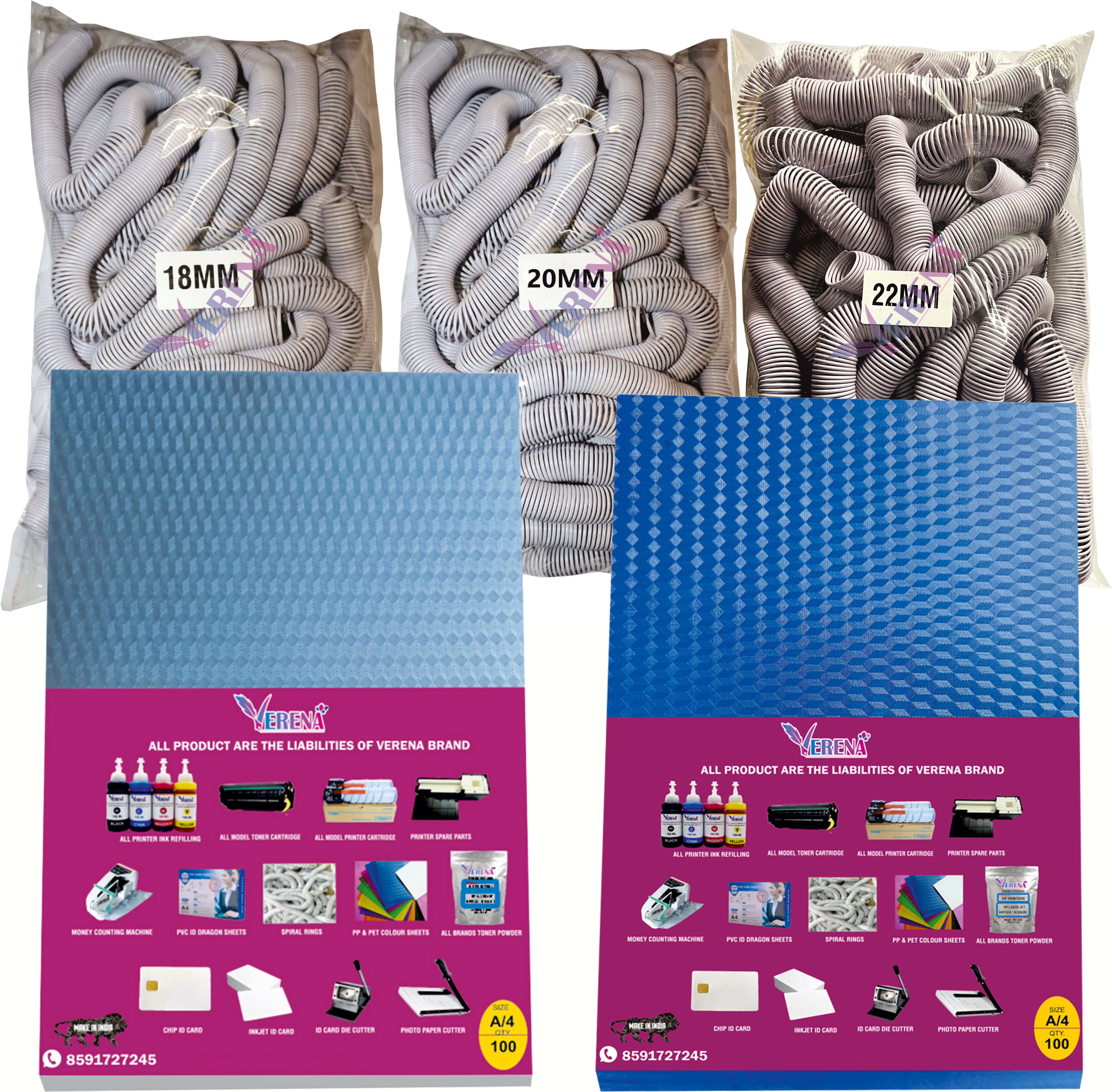 verena Combo Pack for A/4 Spiral Binding Sheet (2 packet)& Ring 3 Packet(18,20,22) Manual Ring Binder-image-20
