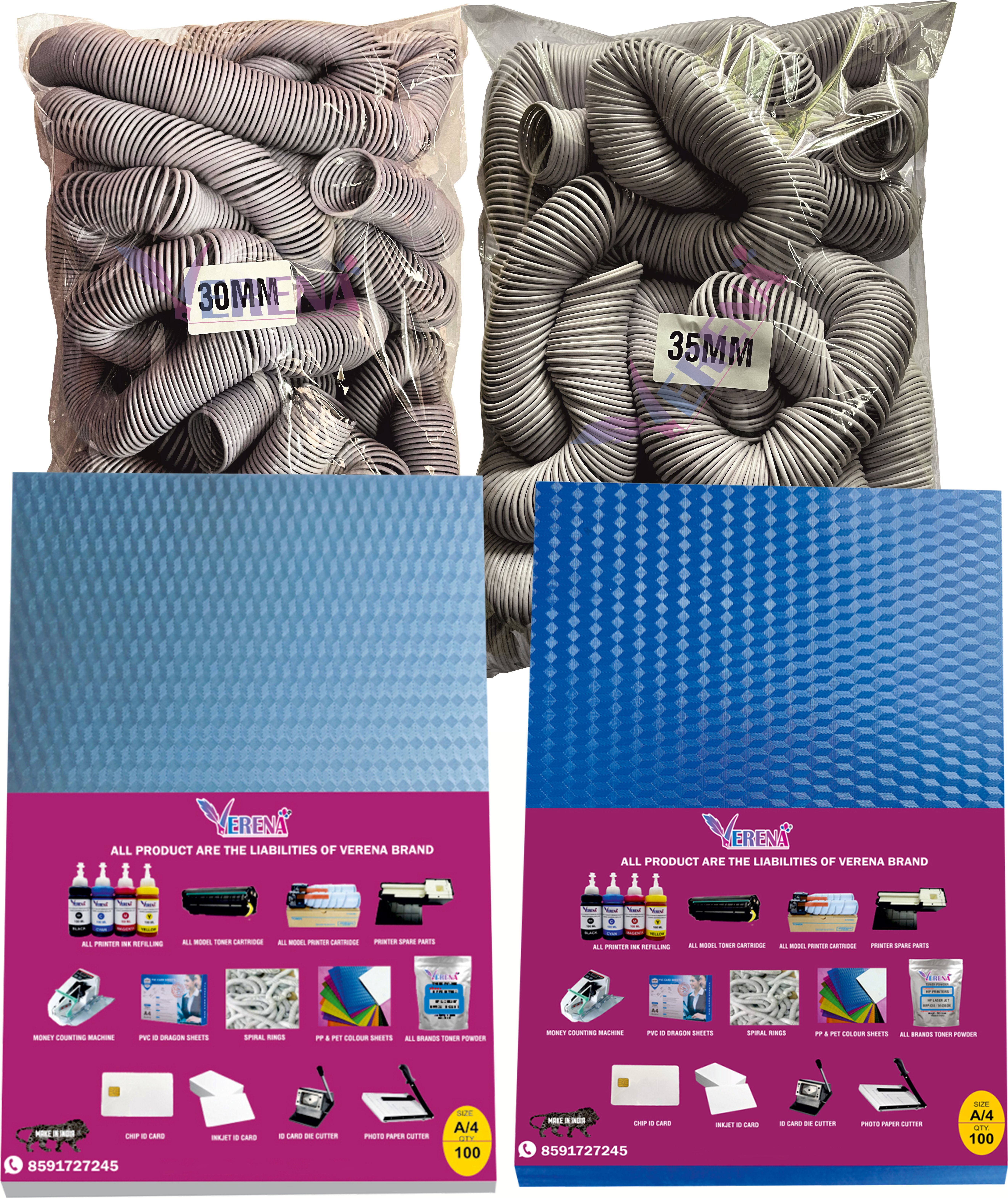 verena Combo Pack for A/4 Spiral Binding Sheet (2 packet)& Ring 2 Packet(30,35) Manual Ring Binder-image-41