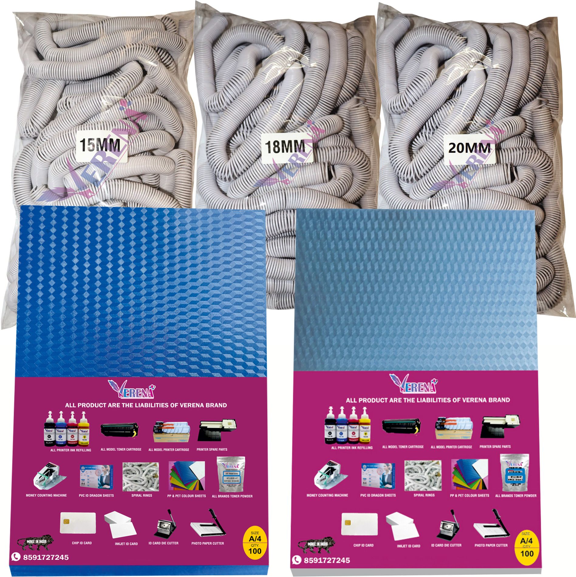 verena Combo Pack for A/4 Spiral Binding Sheet (2 packet)& Ring 3 Packet(15,18,20) Manual Ring Binder-image-21