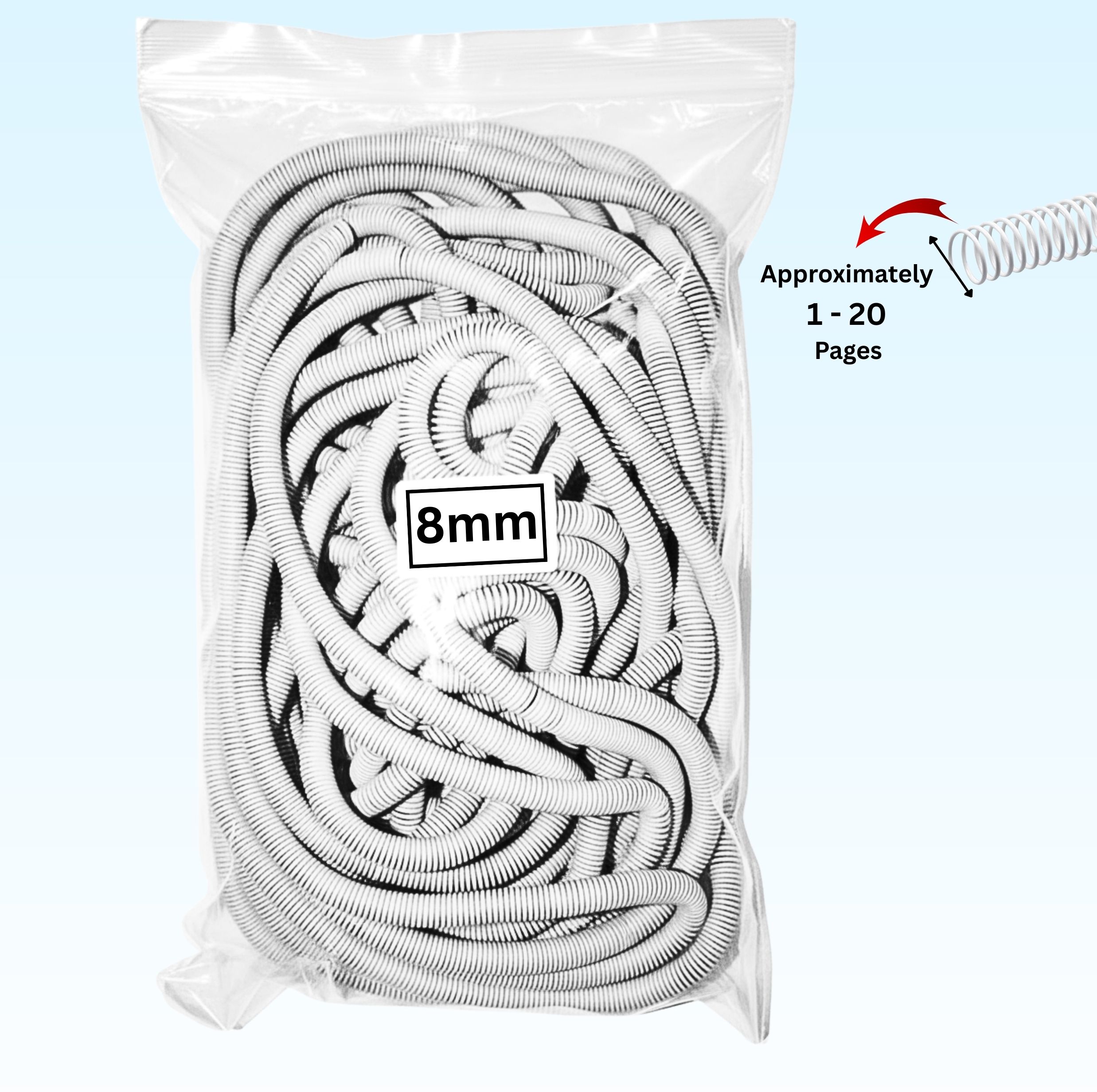 RAMKE Spiral Binding Ring 8 mm White (1 Packet) Manual Ring Binder