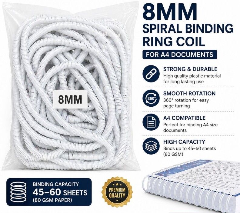 Flicker Spiral Binding Ring 8MM White Manual Ring Binder-picture-19