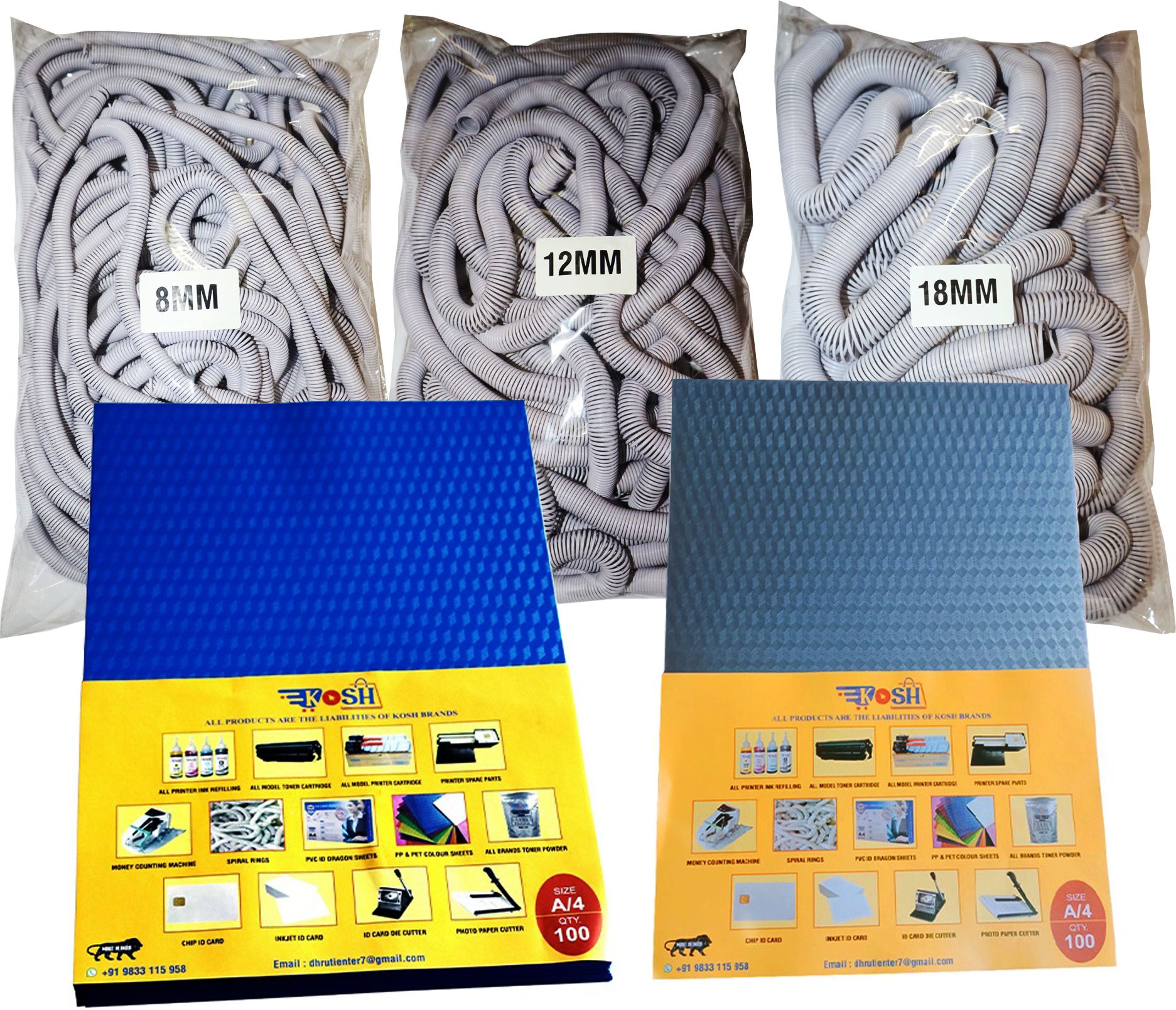 Kosh A/4 Spiral Binding Sheet 2 Packet with 3 Packet Ring Size 8+12+18 MM Combo Pack Manual Ring Binder-image-18