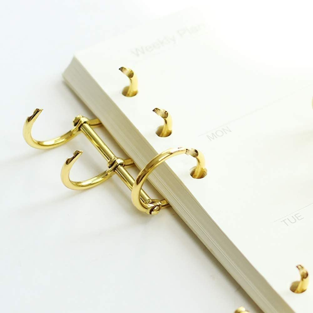 BM RETAIL 2 Pcs Gold Book Rings 3 Holes Metal Loose Leaf Binder Rings for Notebook Binding Manual Ring Binder-image-33