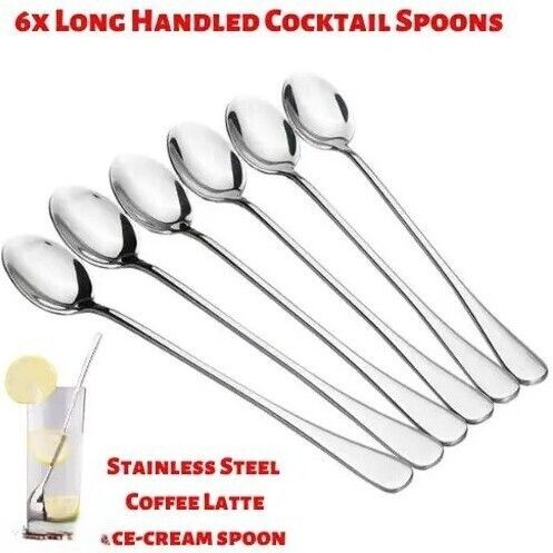 brandees Pack of 6 pieces Premium High Quality Stainless steel soda spoon set Stainless Steel Ice Tea Spoon, Measuring Spoon, Ice-cream Spoon Set-picture-16