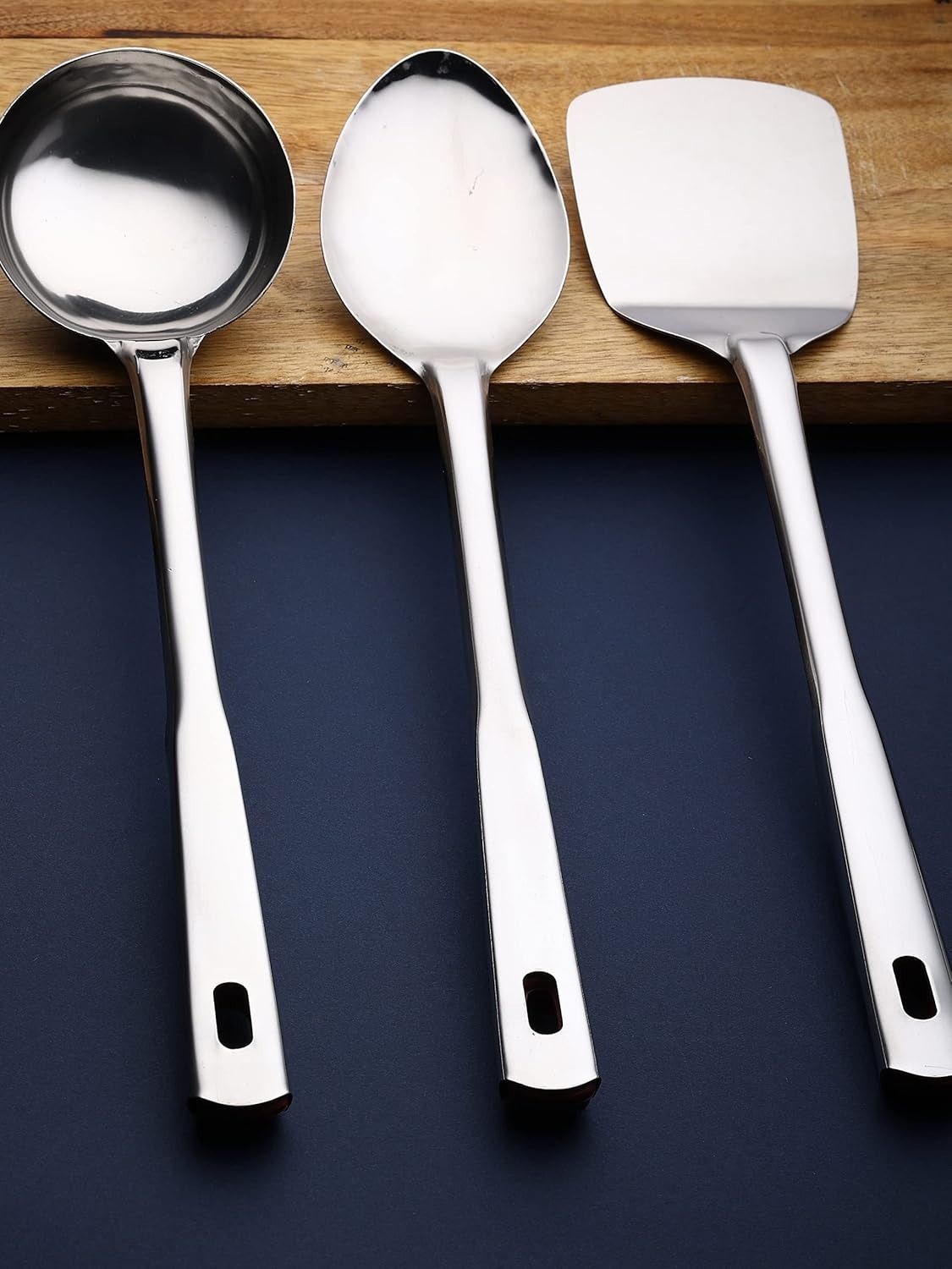 Tava Turners/Spatulas & Ladle/Karchi & Basting/Serving Spoon for Cooking Stainless Steel Serving Spoon Set-image-45