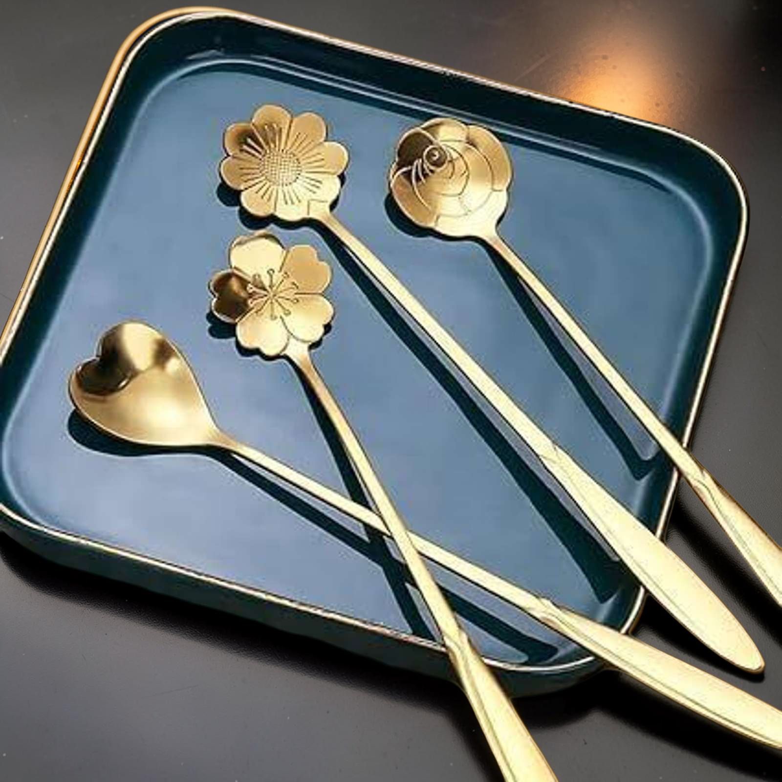 omsnord Flora Gold Disposable Stainless Steel Tea Spoon-picture-42