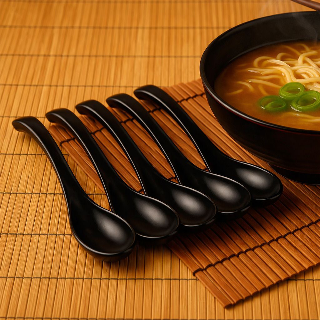 Deep Bowl Soup Spoon | Ergonomic Handle | Tableware Curries & Desserts & Broths Plastic Soup Spoon Set-image-18