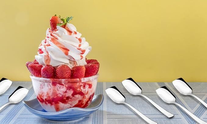 Dessert Spoons, Mirror Finish, Reusable for Home & Parties Stainless Steel Ice-cream Spoon Set-image-29