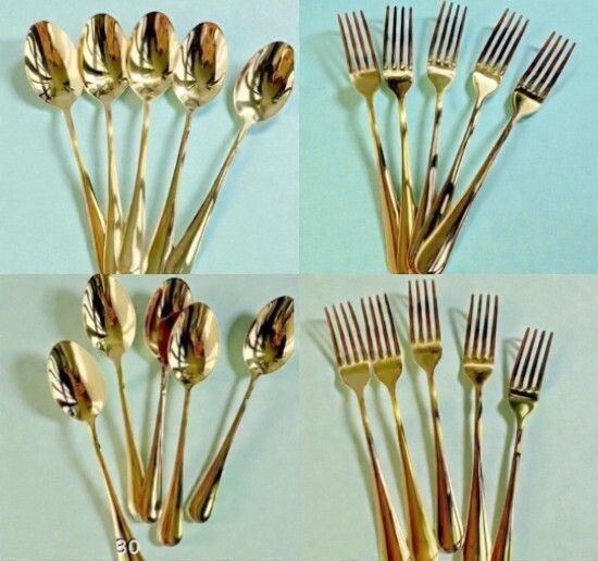 Vasudev Gold Spoon and Fork Set Stainless Steel Table Spoon, Tea Spoon, Soup Spoon Set-image-33