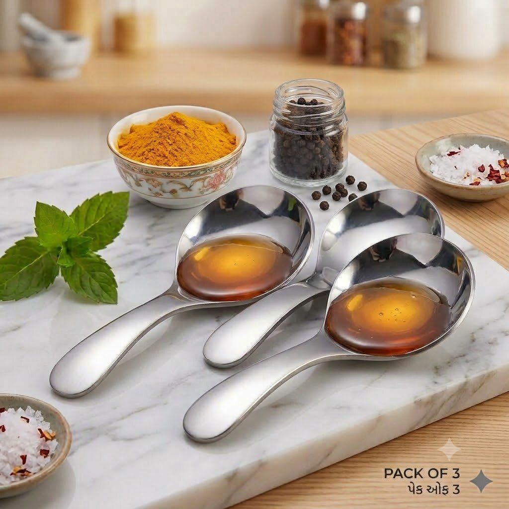 Classic Dessert Spoon Set.pack-3 ,Classic Dessert Spoon Set .pack-3 Stainless Steel Dessert Spoon, Ice-cream Spoon, Salad Spoon, Sugar Spoon Set-image-40