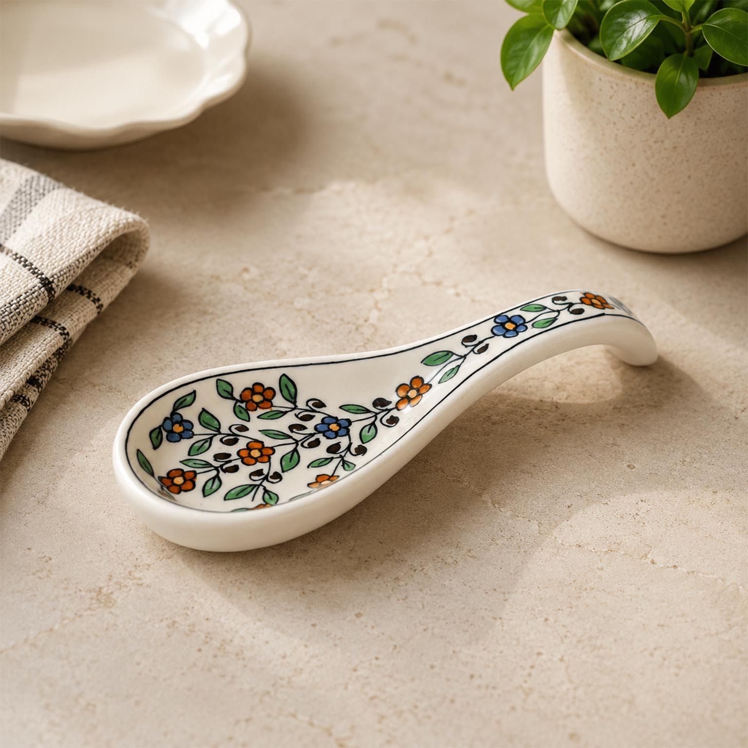 malaikah Ceramic Spoon Rest Pack of 1 for Home, Kitchen, Dining, Kitchen Decor & Gifting Ceramic Serving Spoon-picture-25
