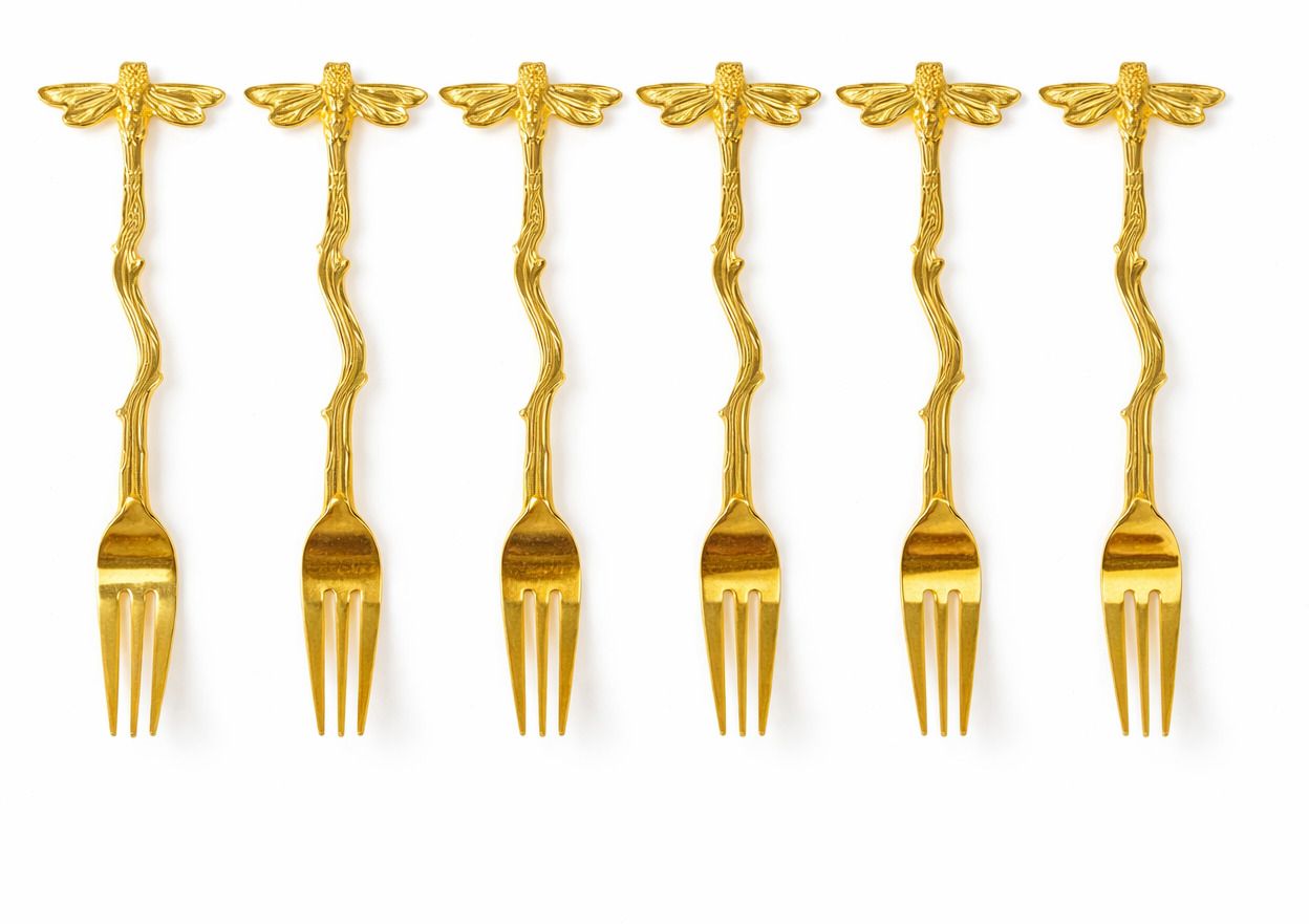 srbcart BUTTERFLY GOLD 6 PIS FORK SET Stainless Steel Ice-cream Spoon, Dessert Spoon-picture-10