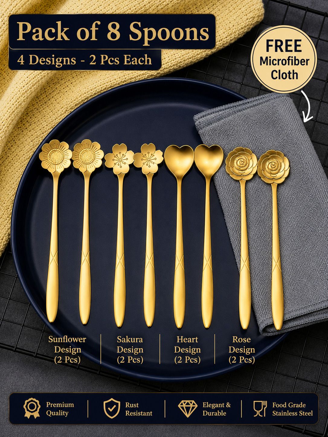 meludi Disposable Stainless Steel Dessert Spoon, Cream Spoon, Ice-cream Spoon, Coffee Spoon, Tea Spoon Set-picture-18