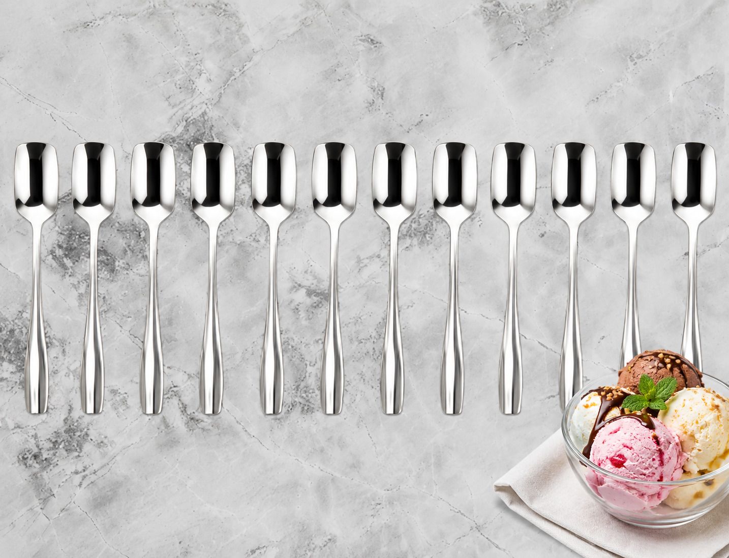 aaruyadav Listi Premium Ice Cream Spoon Stainless Steel Ice-cream Spoon Set-picture-12