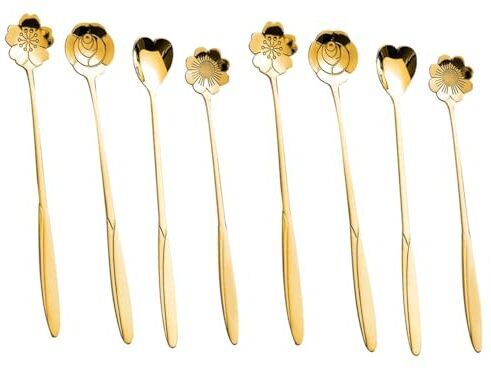 Golden Spoon Set/Coffee Spoon/Dessert Spoons/Cutlery Kitchen Tableware Stainless Steel Dessert Spoon Set-image-35