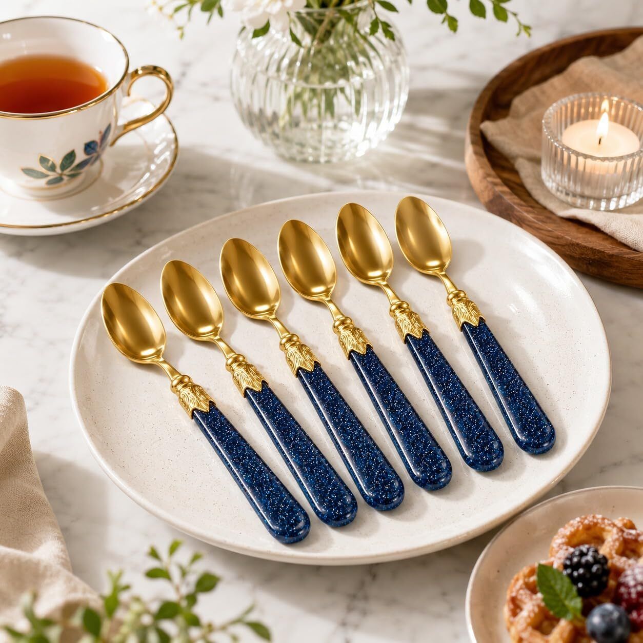 Luxury Golden Stainless Steel Spoon Set Stainless Steel Coffee Spoon, Cream Spoon, Dessert Spoon, Serving Spoon, Sugar Spoon, Table Spoon Set-image-39