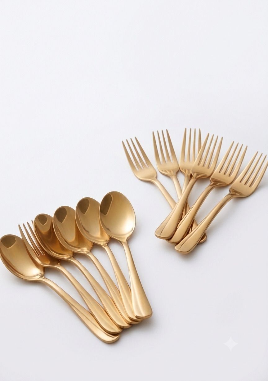 LuxElite Disposable Gold Disposable Stainless Steel Table Spoon Set-image-13