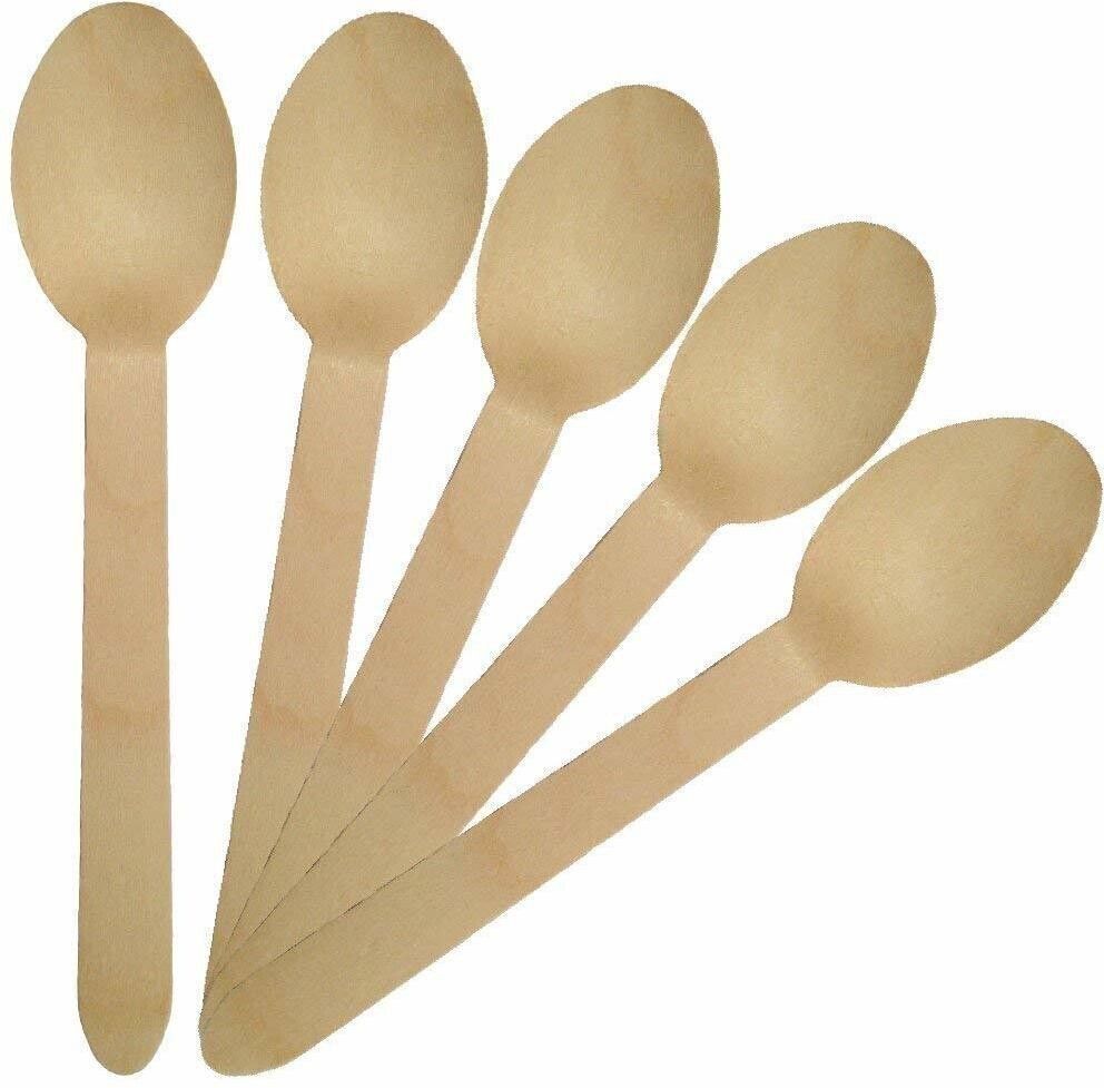 econthings Pack of 100 Bio degradable spoons of size 11 cm/ 110 mm Disposable Wooden Dessert Spoon Set-picture-17