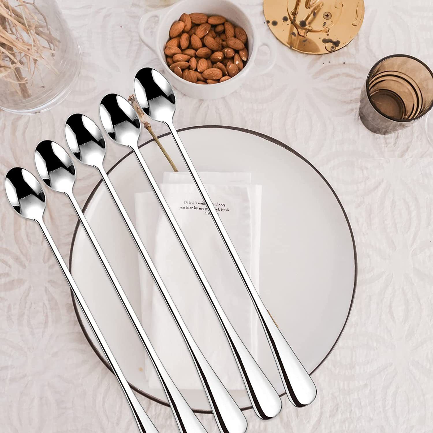 giftsadaa Stainless Steel Coffee Spoon, Dessert Spoon, Ice Tea Spoon, Ice-cream Spoon Set-picture-18