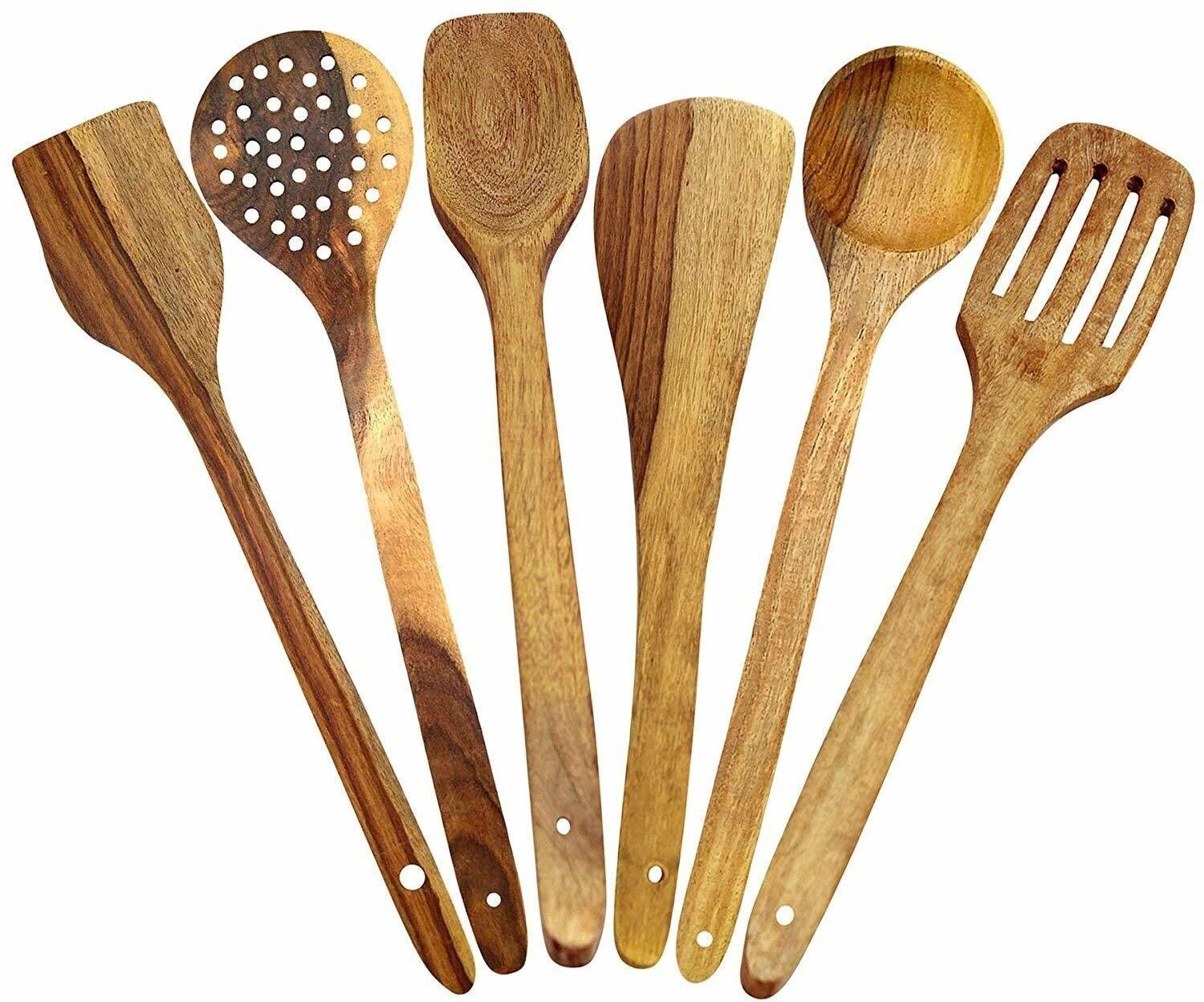 spatula set of 6 Wooden Serving Spoon Set-image-47