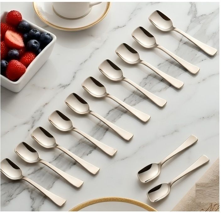 12-Piece Premium Steel Dessert Spoon Set Stainless Steel Ice-cream Spoon Set-image-47