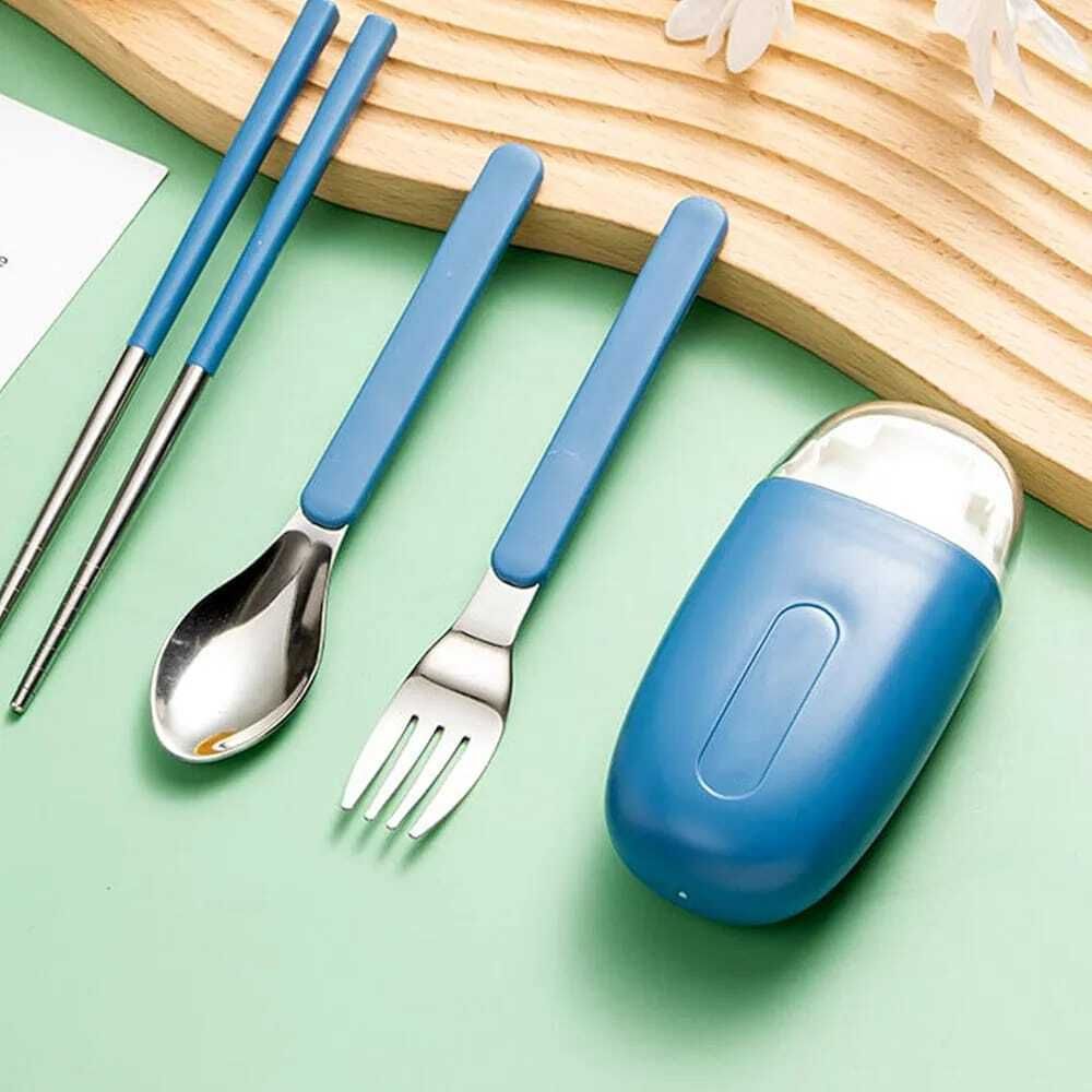 STAINLESS STEEL Spoon Fork & CHOPSTICKS Set with Storage Box for Kids Stainless Steel Cutlery Set-image-11