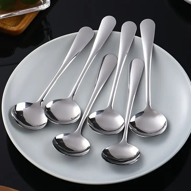 fanqew 6 soup spoon steel Disposable Stainless Steel Soup Spoon Set-picture-16