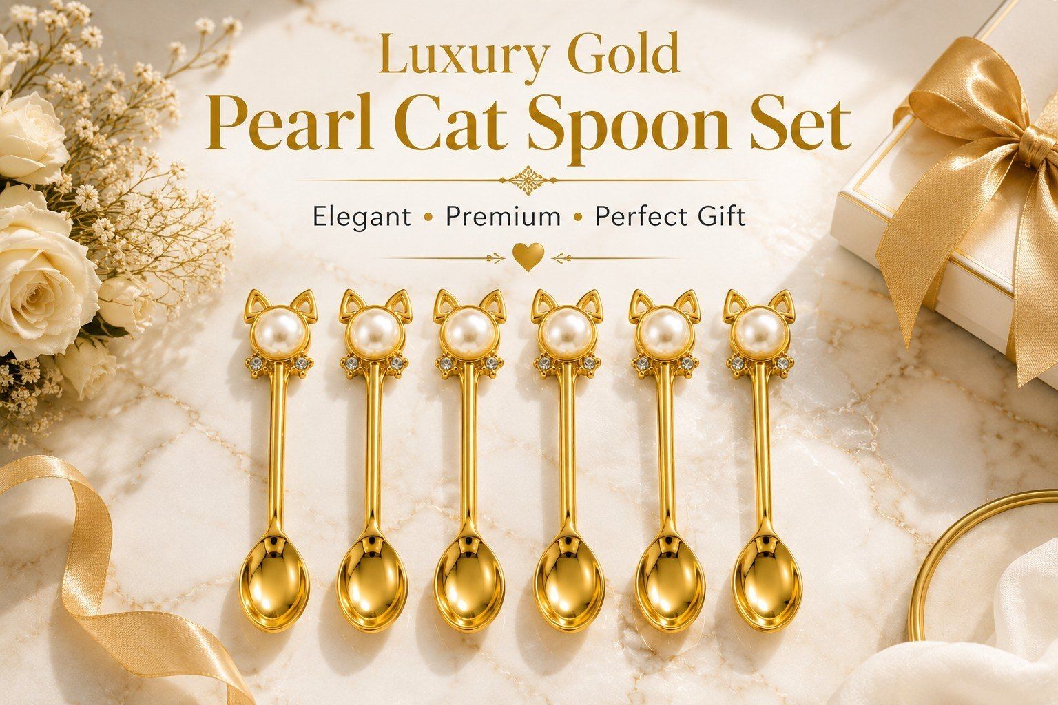 Dessert Spoons with Pearl & Crystal Embellished Handle Stainless Steel Dessert Spoon, Tea Spoon, Table Spoon, Ice-cream Spoon, Coffee Spoon Set-image-9
